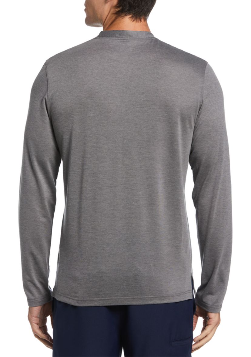 Mens Long Sleeve Cross Over Henley Shirt