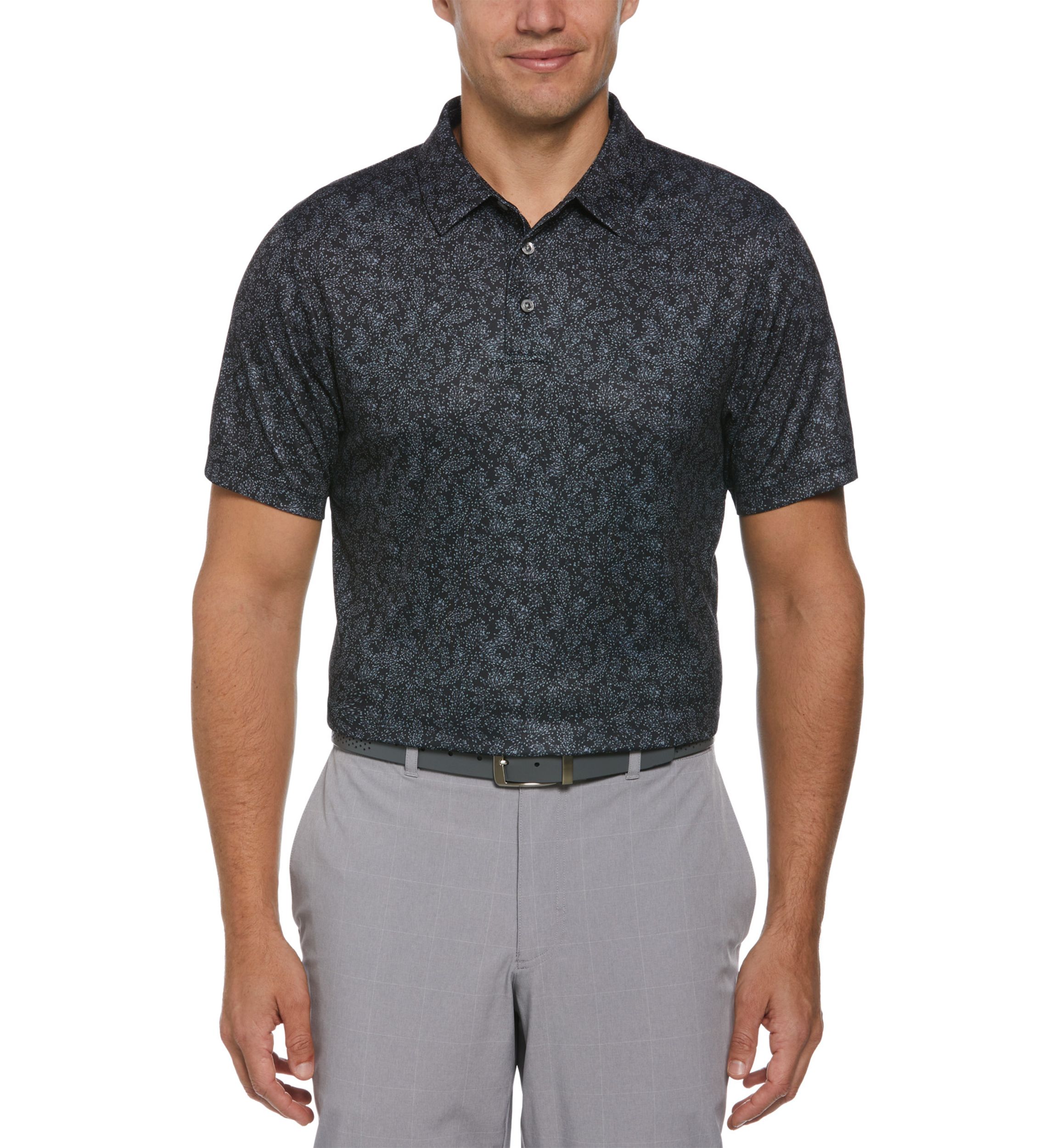 Mens Short Sleeve Abstract Floral Printed Polo Shirt