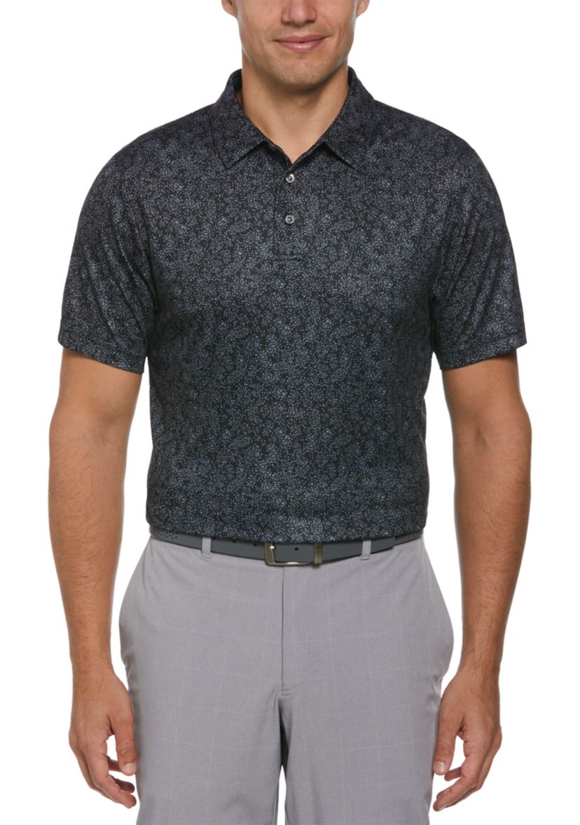 Mens Short Sleeve Abstract Floral Printed Polo Shirt
