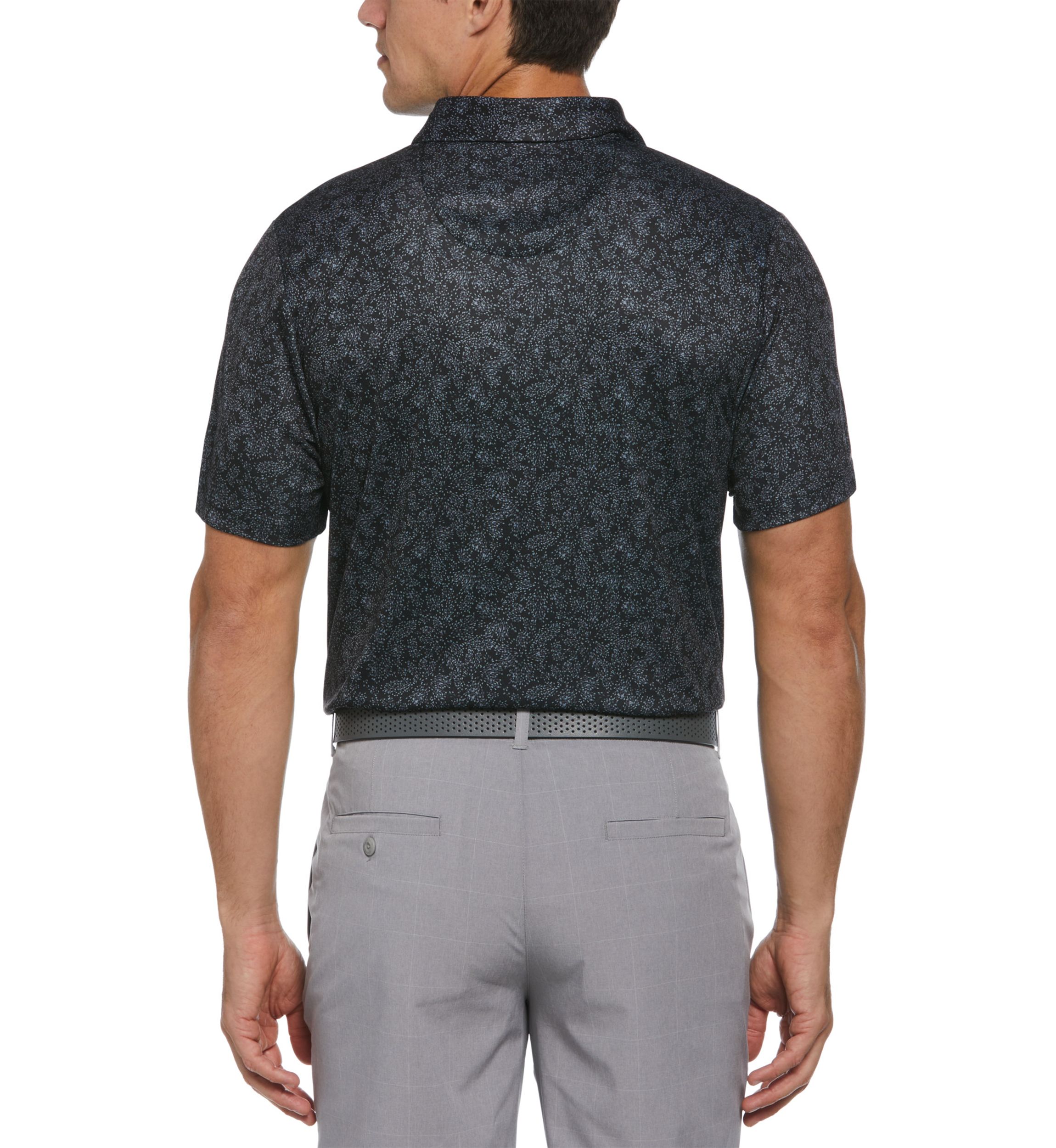 Mens Short Sleeve Abstract Floral Printed Polo Shirt