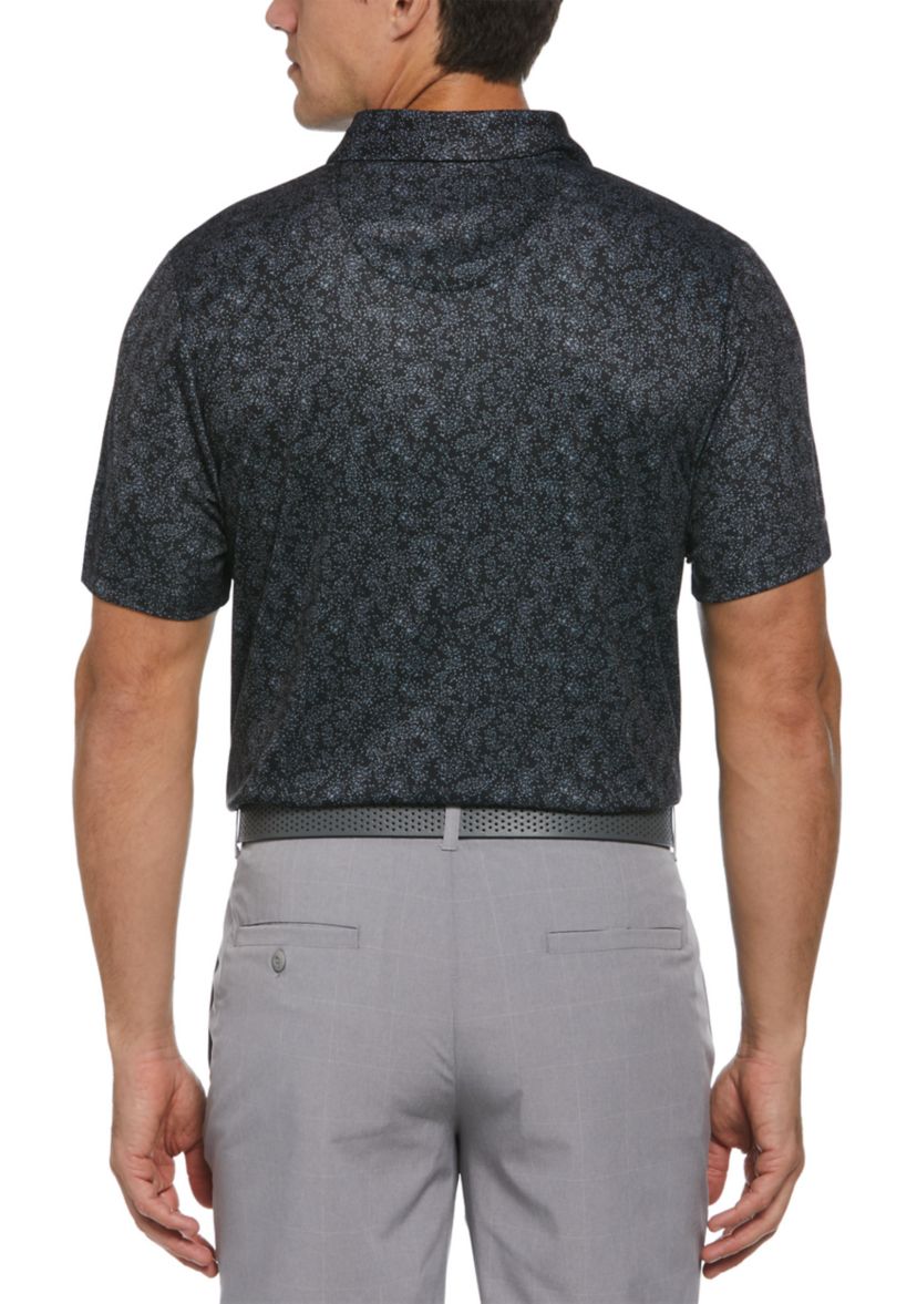 Mens Short Sleeve Abstract Floral Printed Polo Shirt