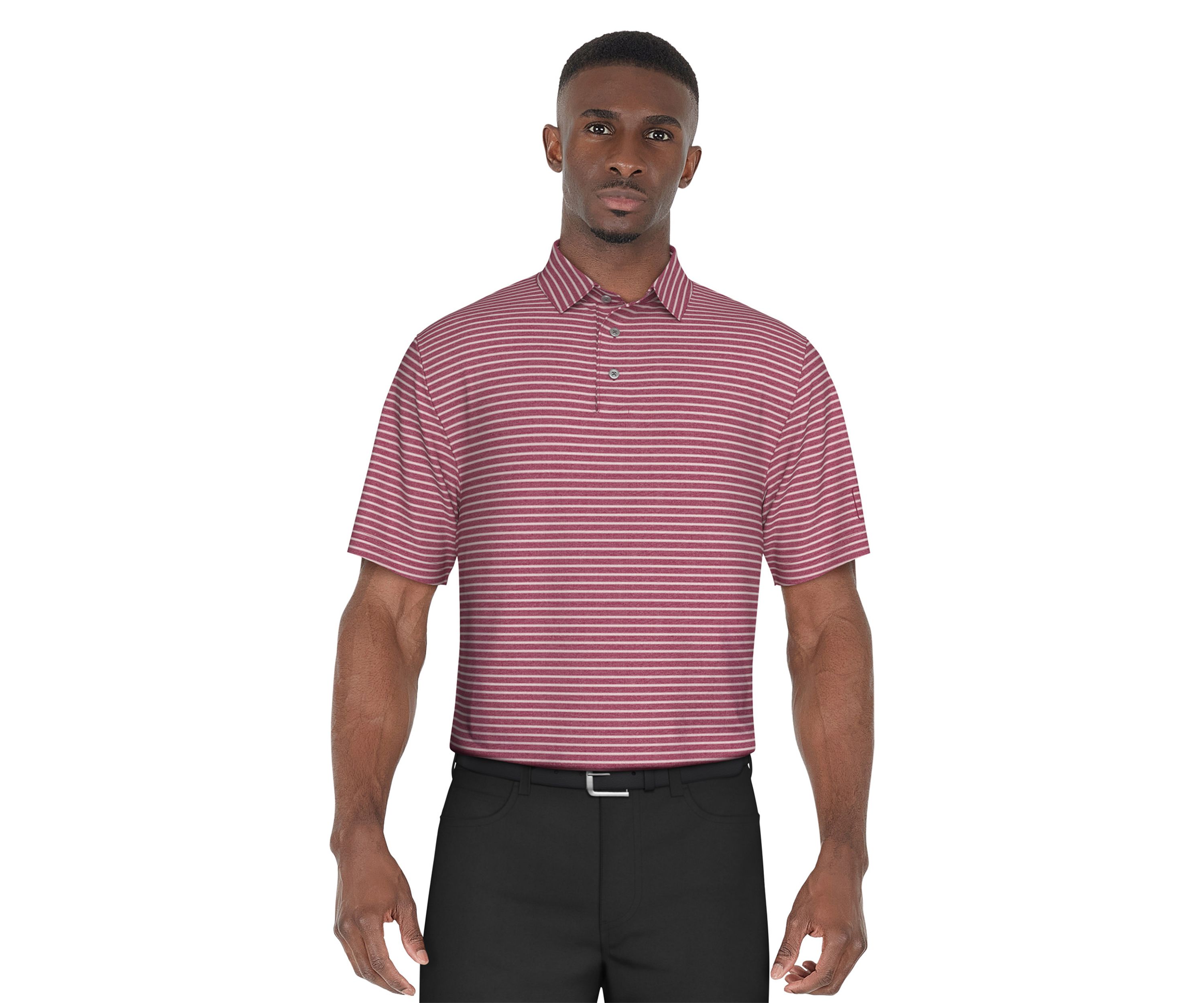 Mens Heather Feeder Stripe Golf Polo Shirt
