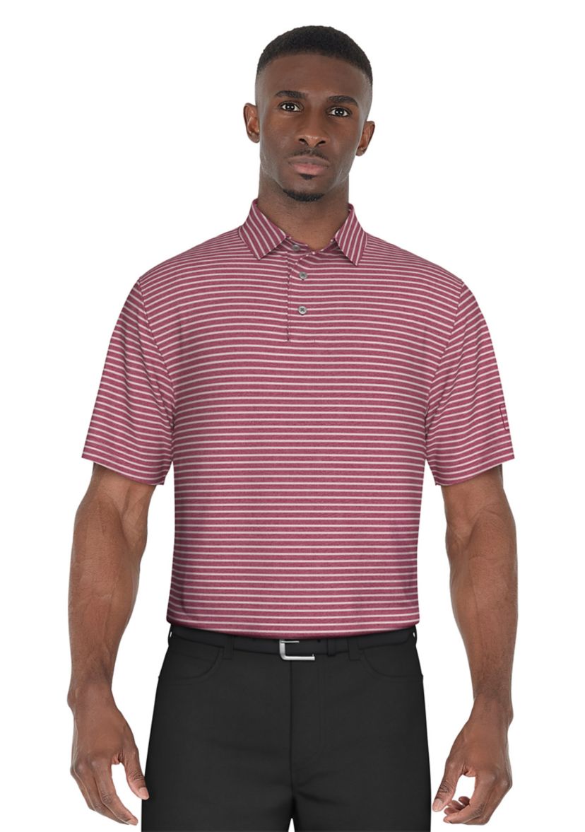 Mens Heather Feeder Stripe Golf Polo Shirt