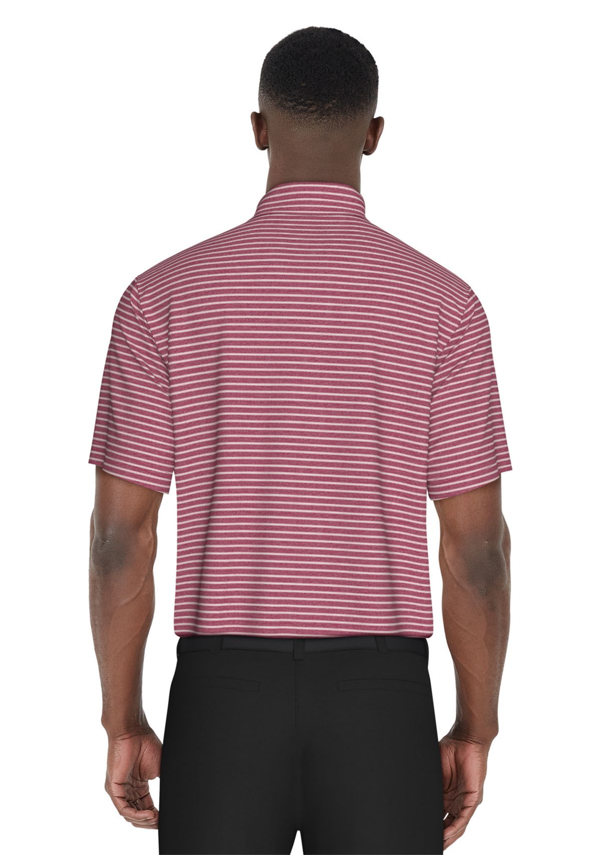 Mens Heather Feeder Stripe Golf Polo Shirt