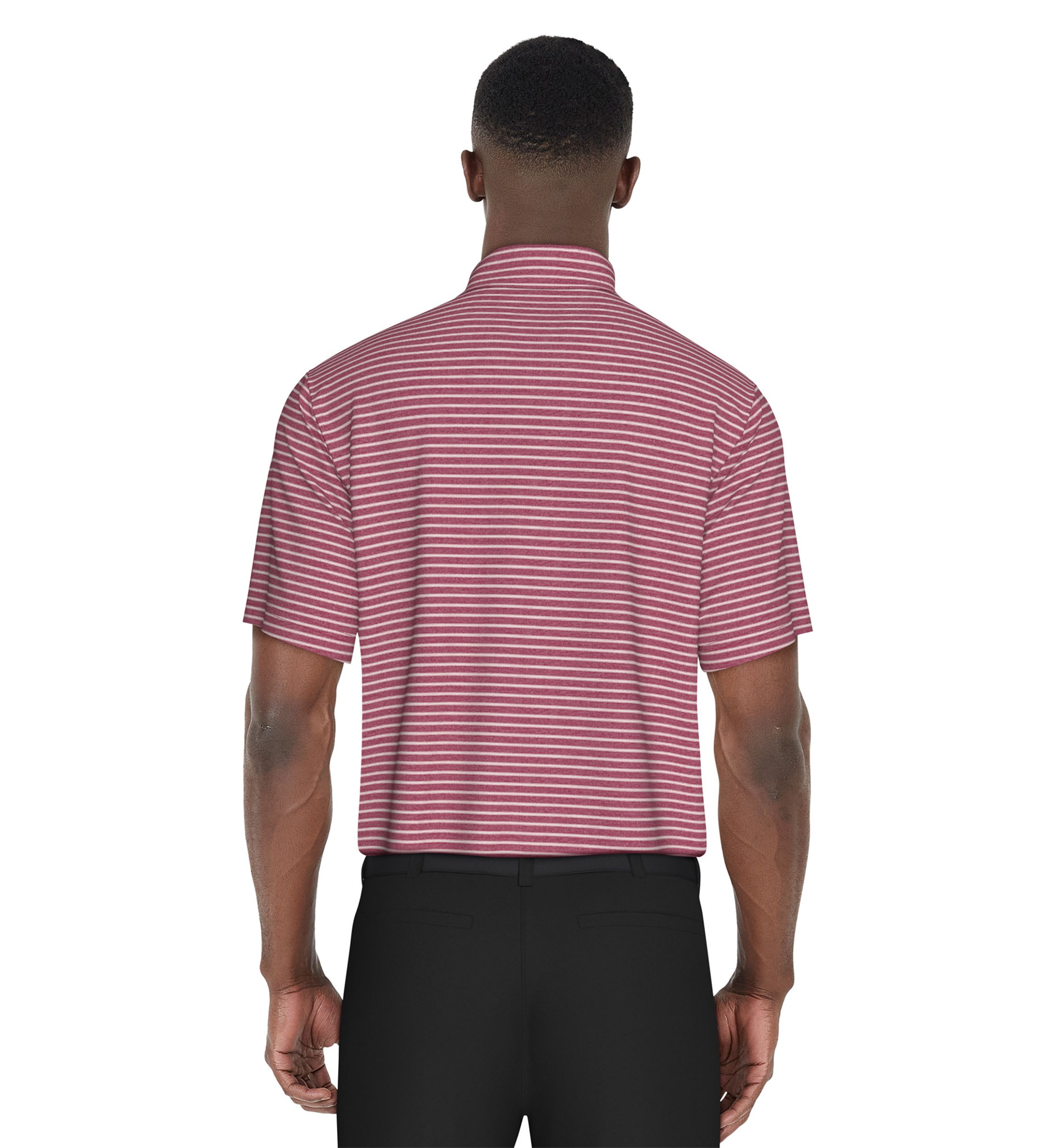 Mens Heather Feeder Stripe Golf Polo Shirt