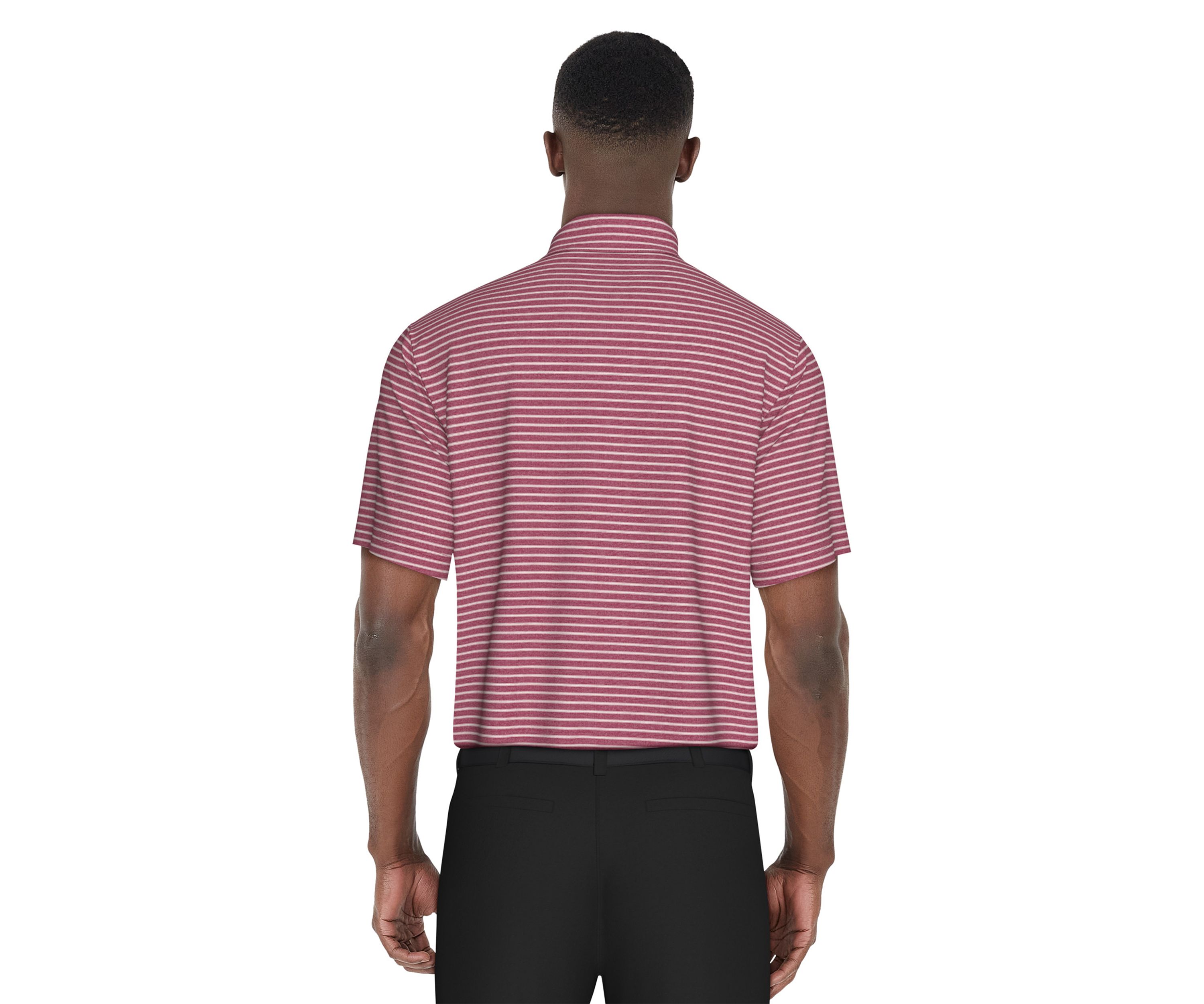 Mens Heather Feeder Stripe Golf Polo Shirt