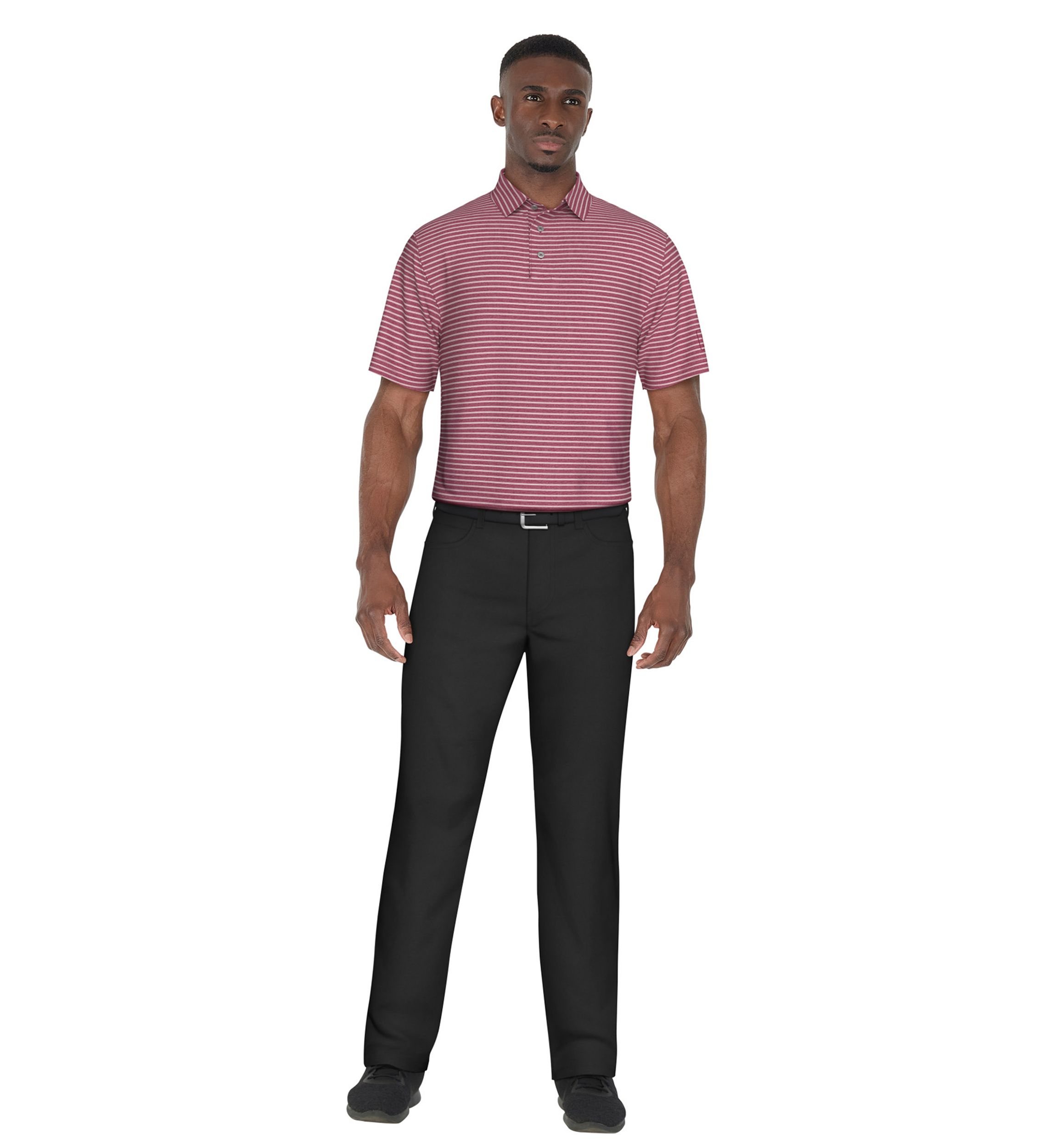 Mens Heather Feeder Stripe Golf Polo Shirt