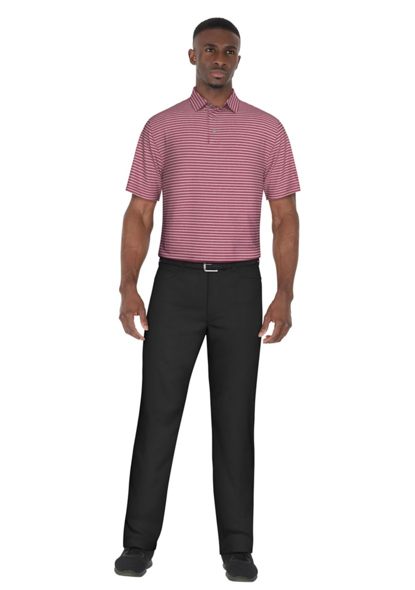 Mens Heather Feeder Stripe Golf Polo Shirt