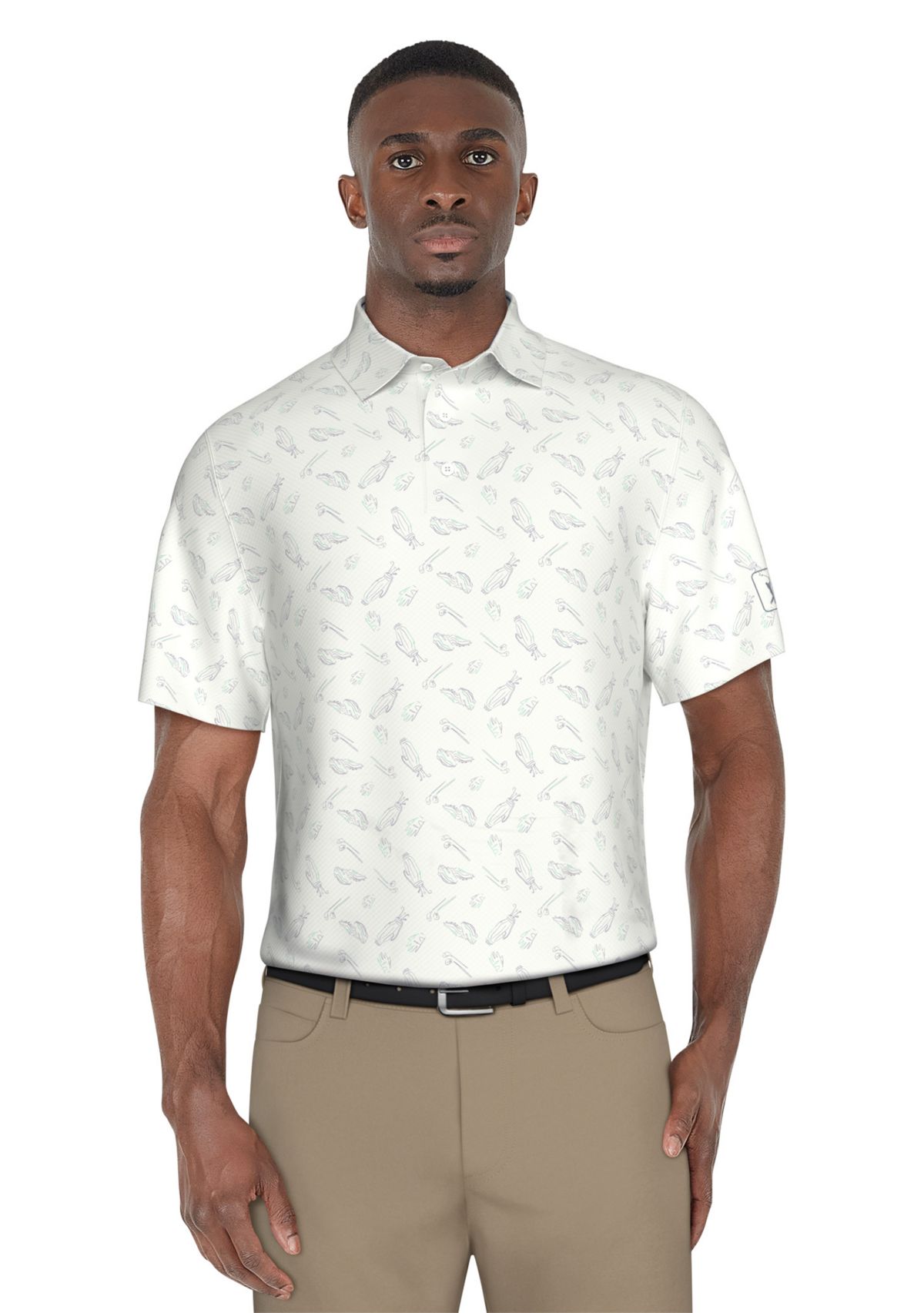 PGA TOUR Solarized Golf Print Short Sleeve Golf Polo Shirt | Belk