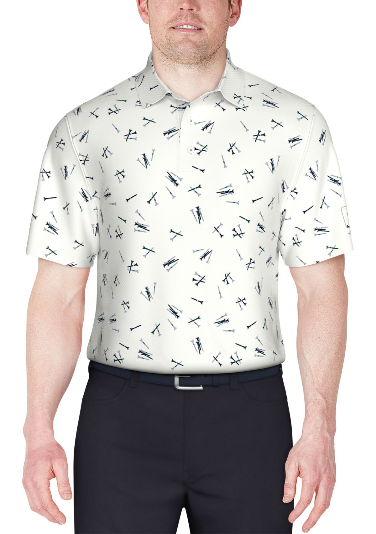 Tossed Tees Print Short Sleeve Golf Polo Shirt