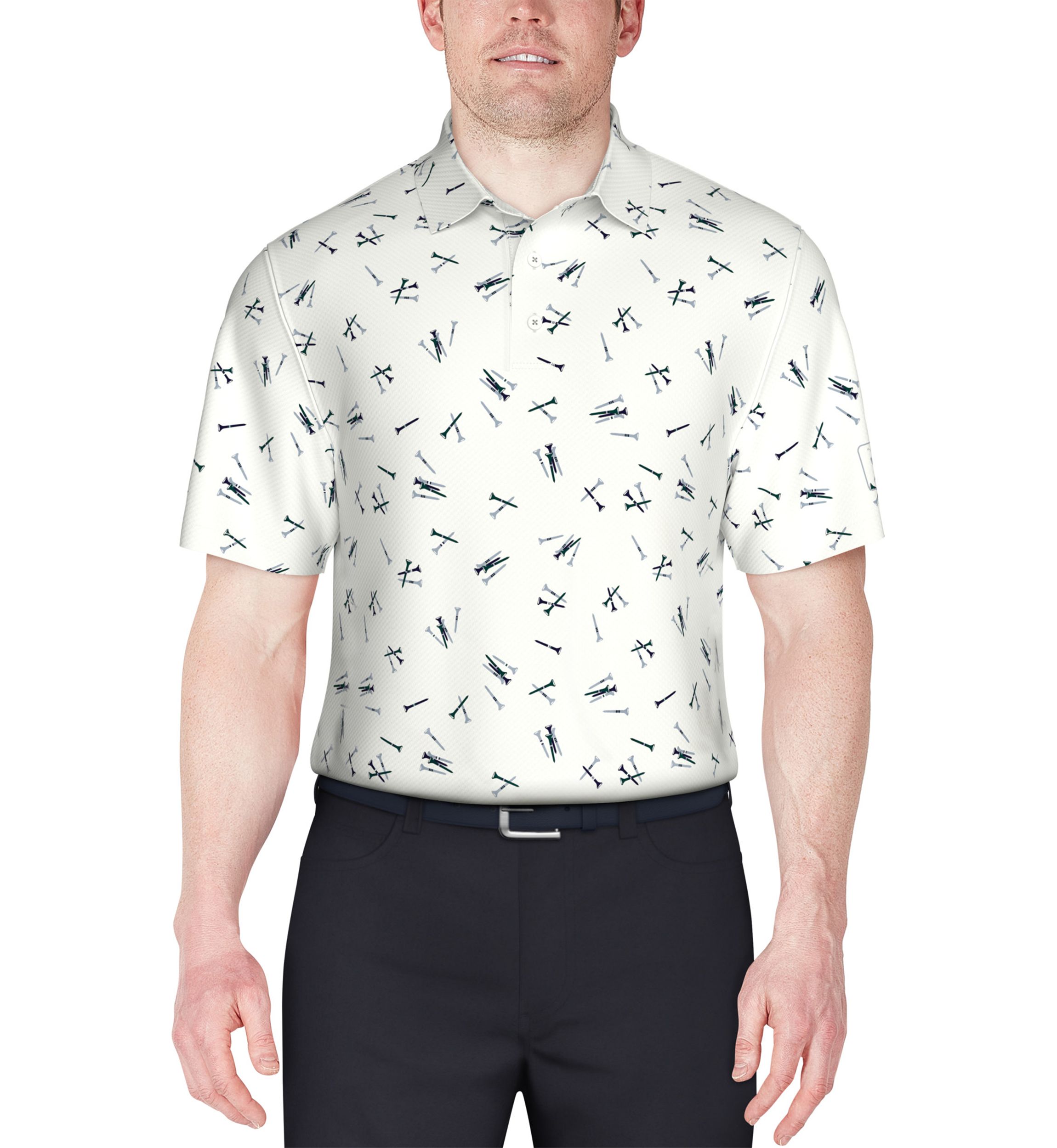 Tossed Tees Print Short Sleeve Golf Polo Shirt