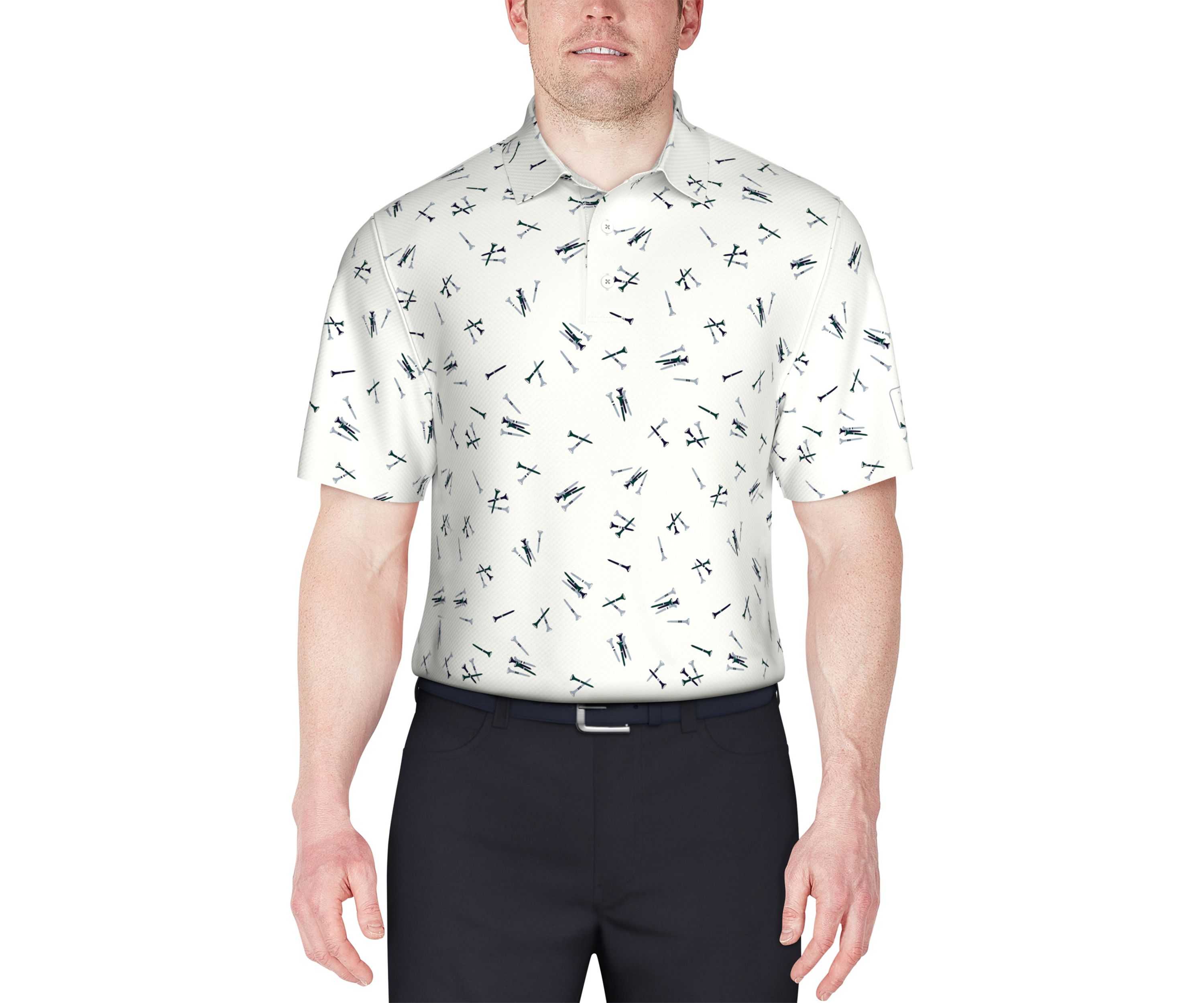 Tossed Tees Print Short Sleeve Golf Polo Shirt