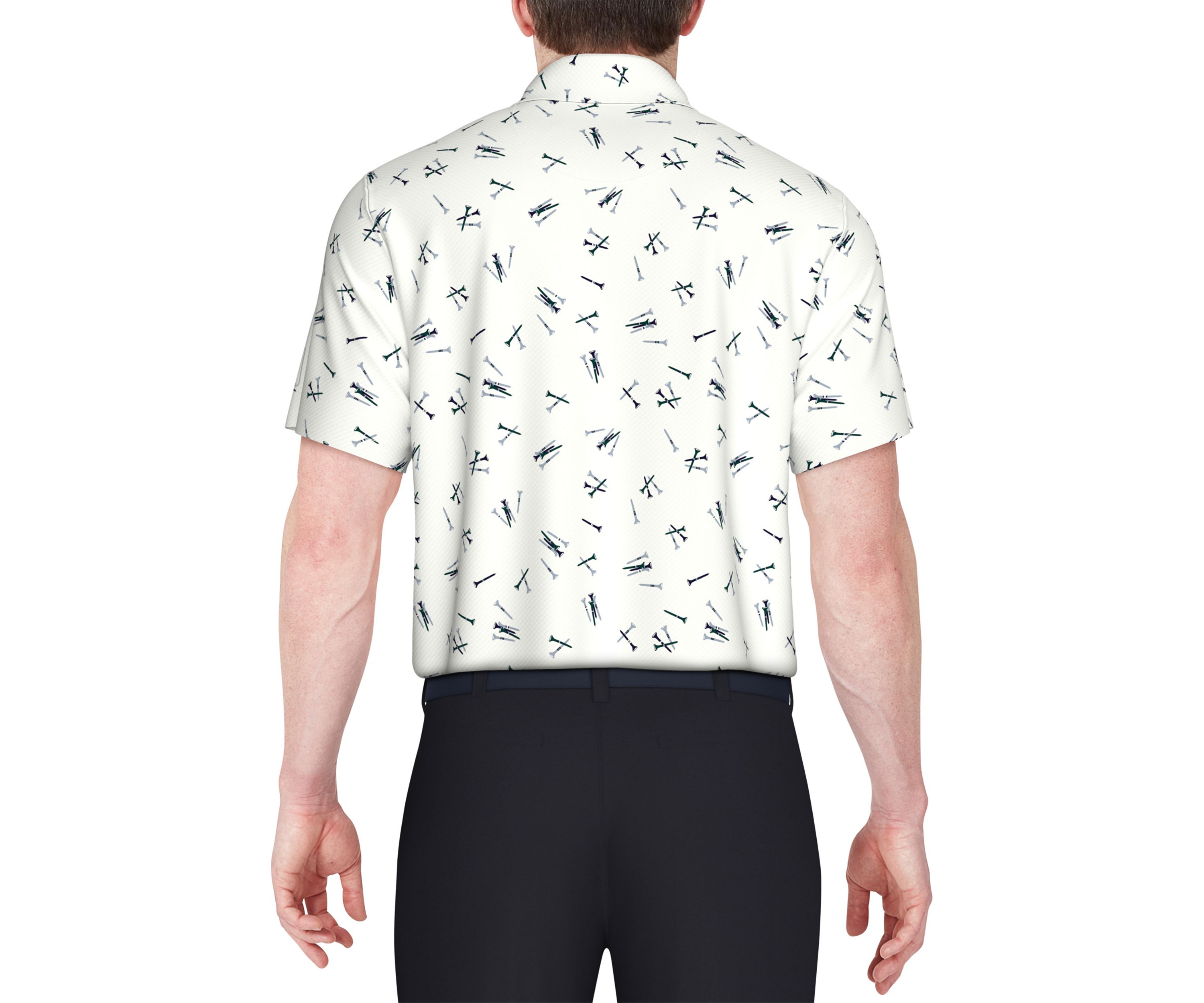 Tossed Tees Print Short Sleeve Golf Polo Shirt