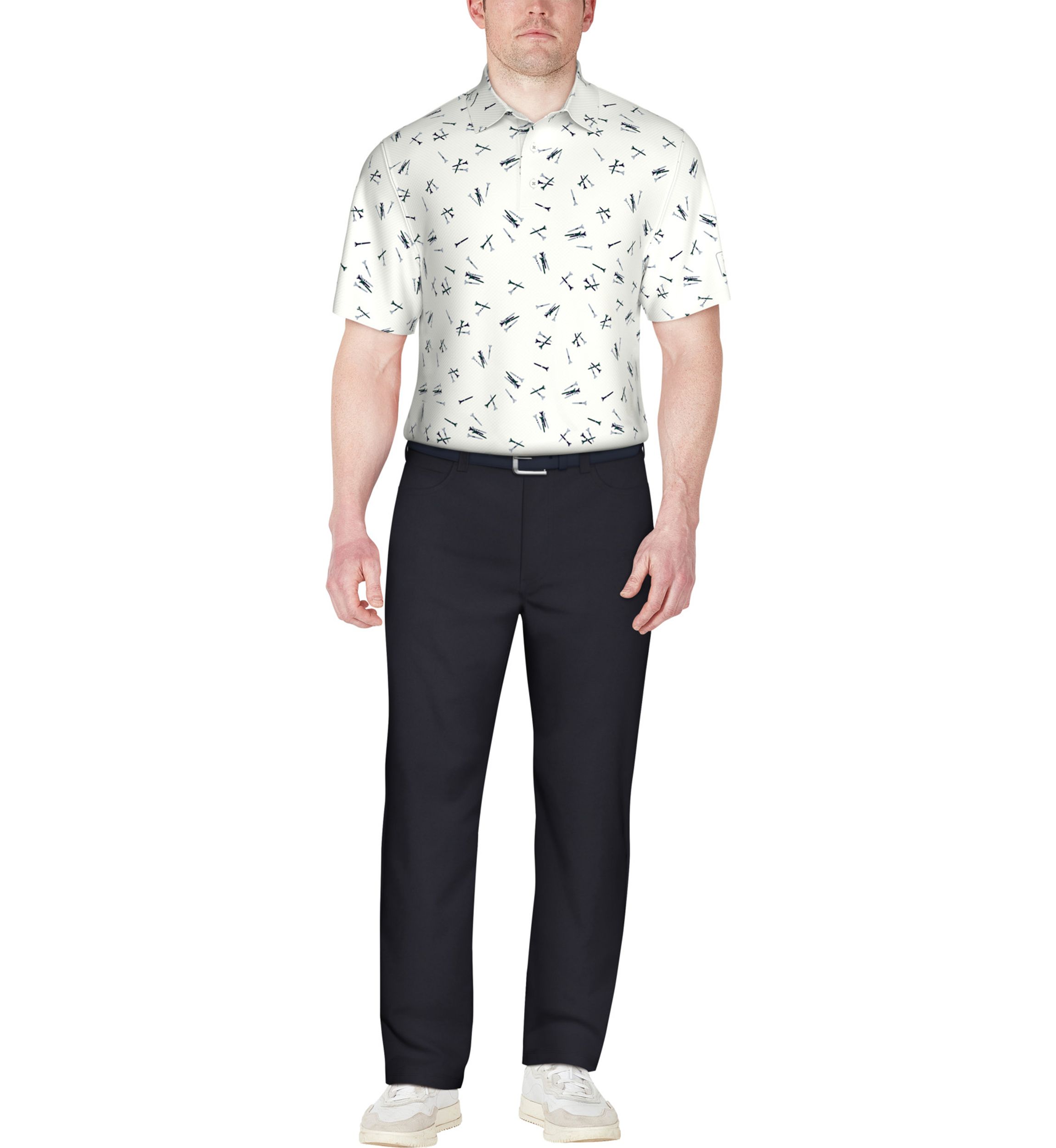 Tossed Tees Print Short Sleeve Golf Polo Shirt