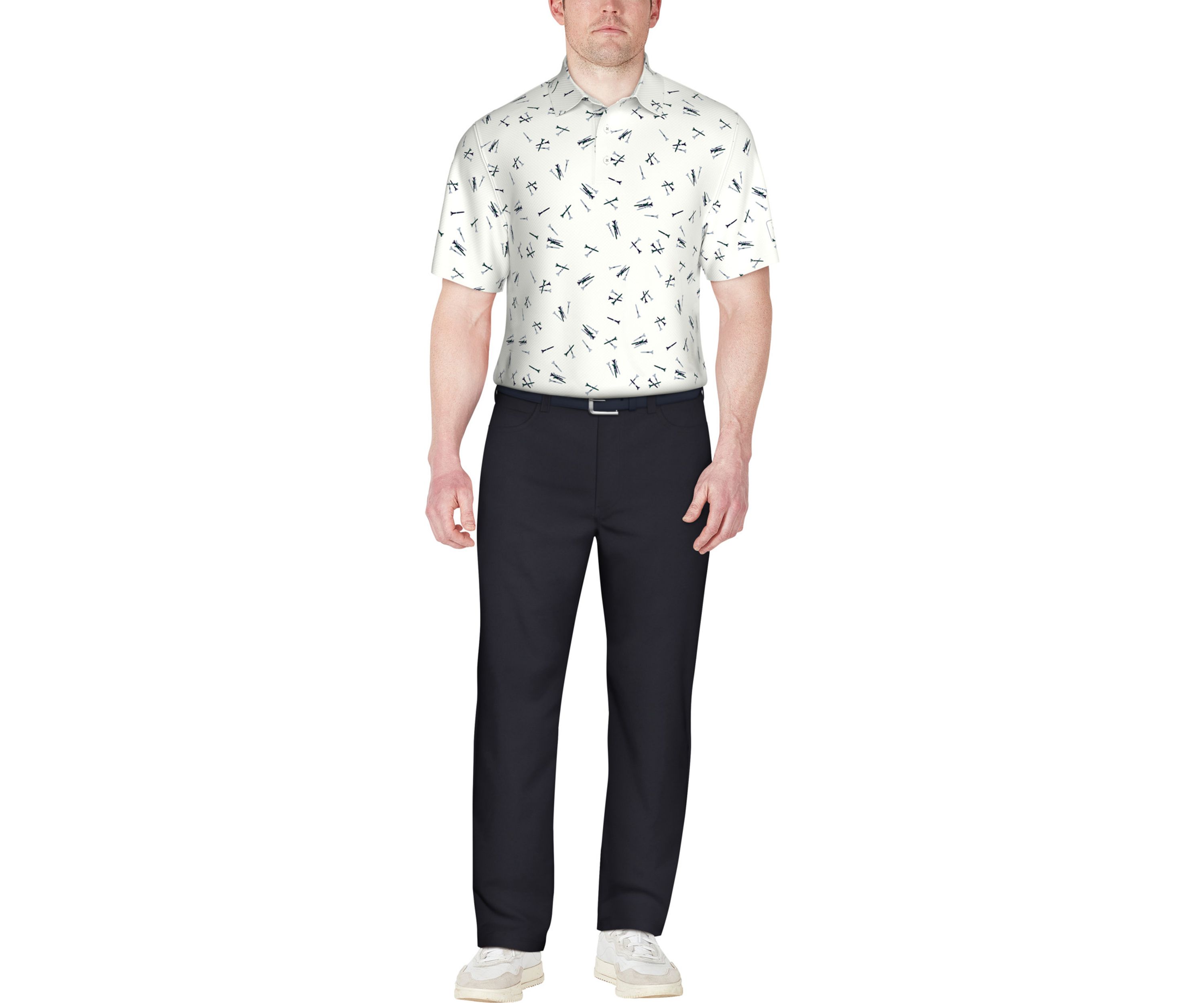 Tossed Tees Print Short Sleeve Golf Polo Shirt