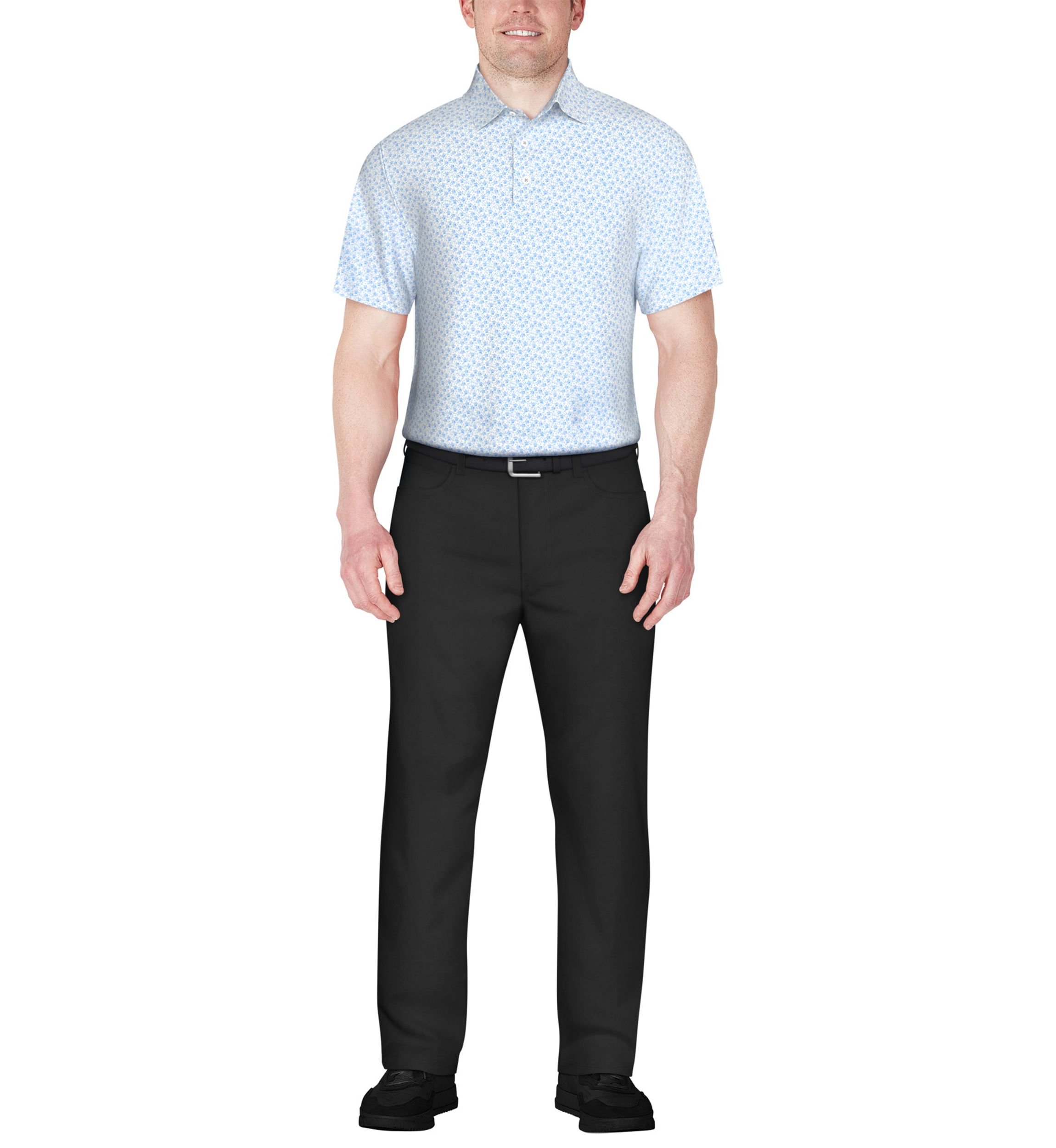 Floral Print Short Sleeve Golf Polo Shirt