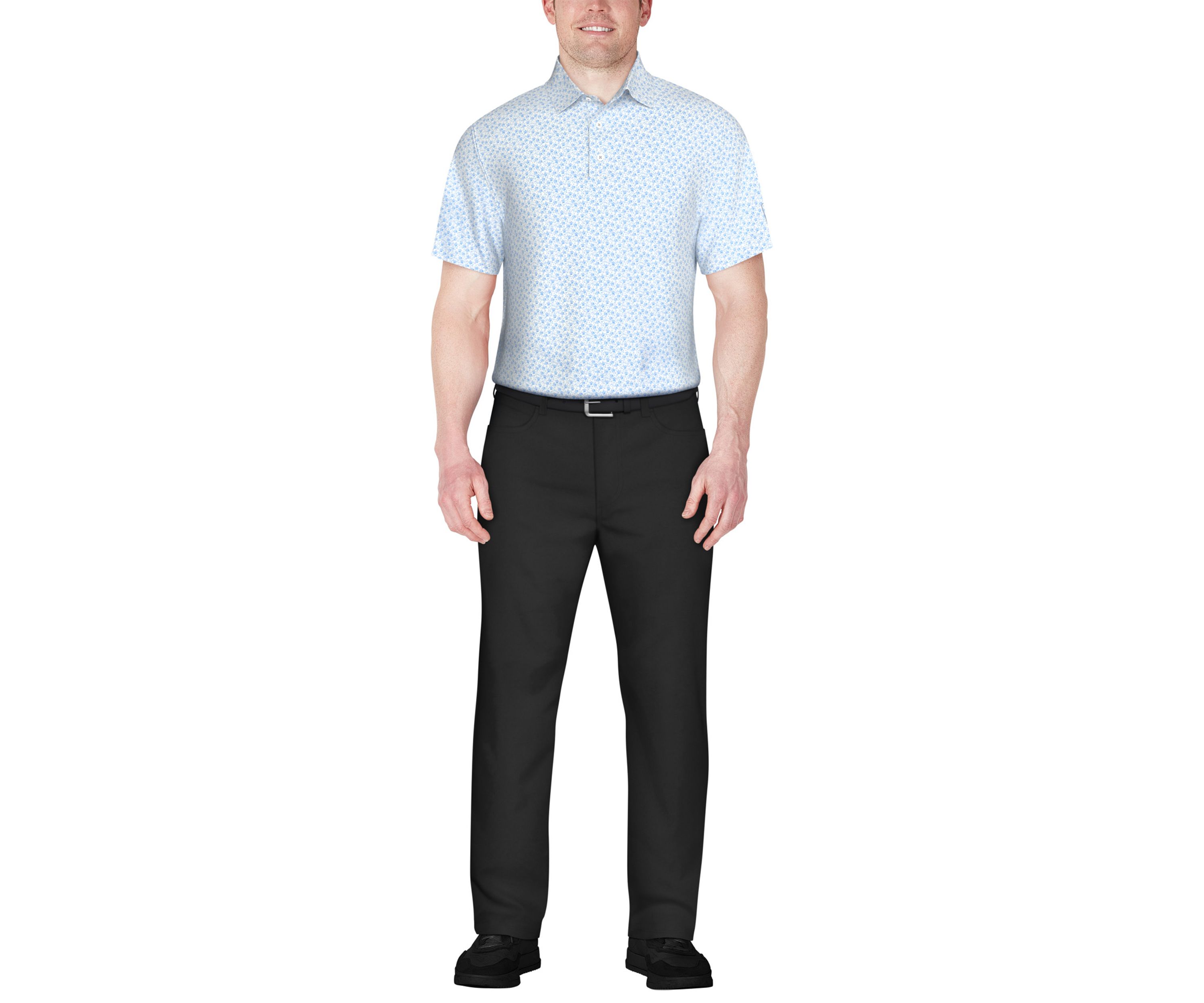 Floral Print Short Sleeve Golf Polo Shirt