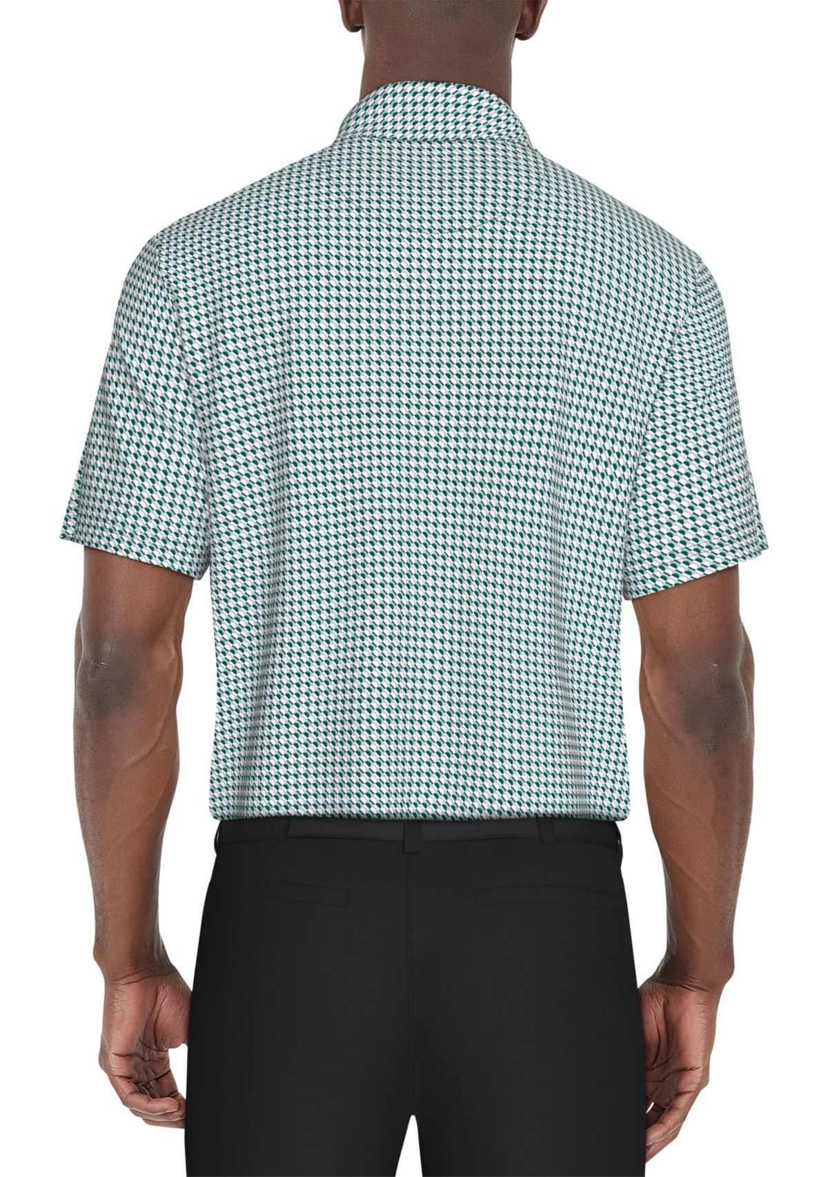 Mens Short Sleeve Stretch Performance Geometric Print Polo Shirt