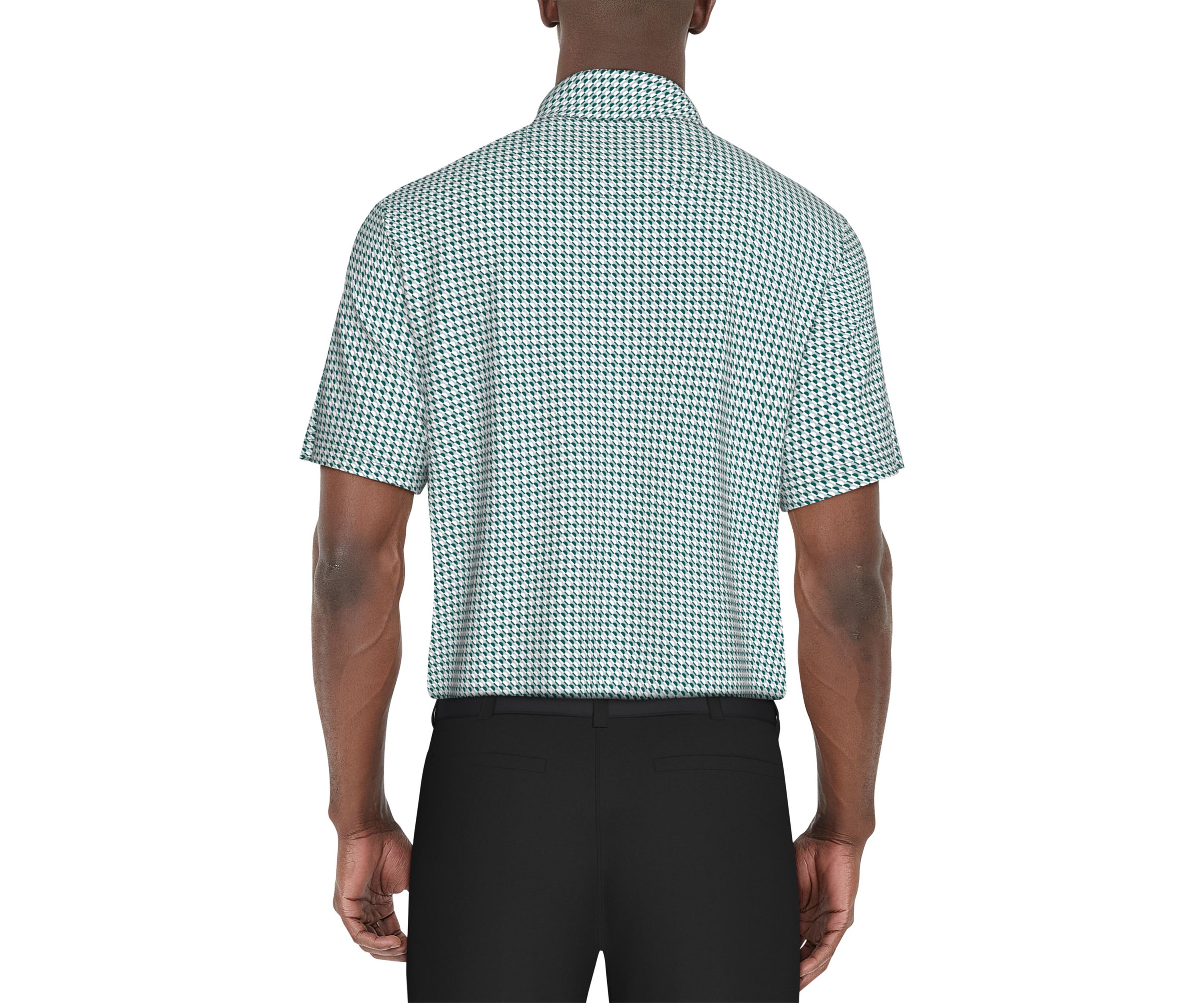 Mens Short Sleeve Stretch Performance Geometric Print Polo Shirt
