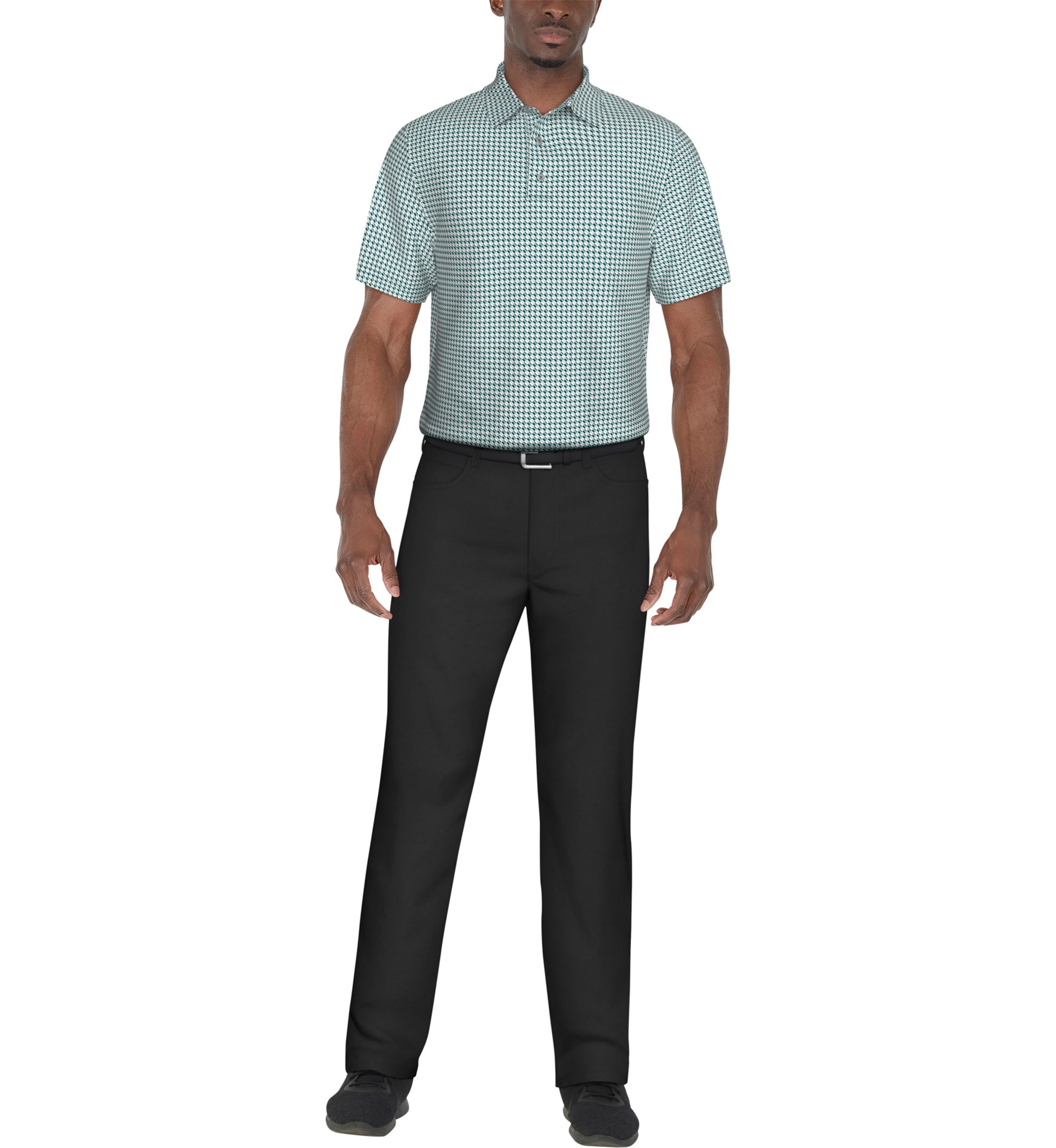 Mens Short Sleeve Stretch Performance Geometric Print Polo Shirt