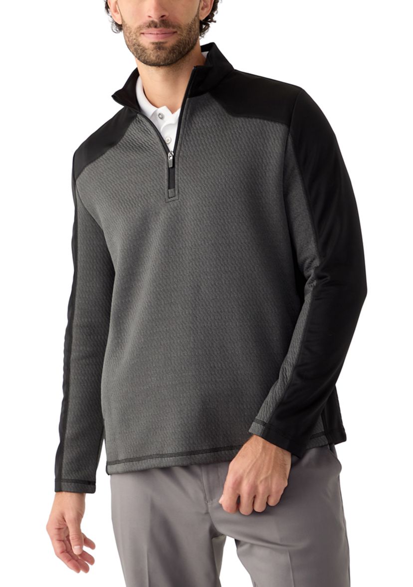 Mens Long Sleeve Textured 1/4 Zip Pullover 