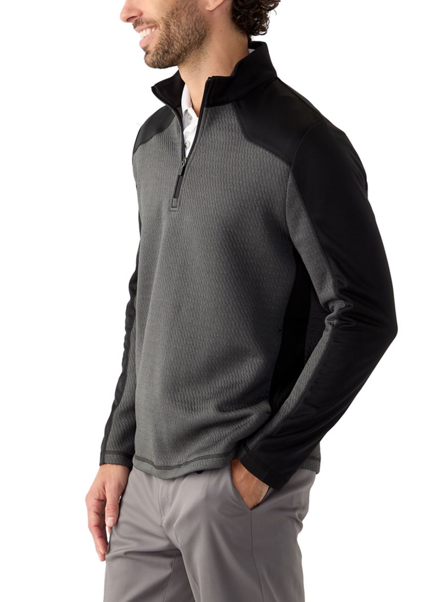 Mens Long Sleeve Textured 1/4 Zip Pullover 