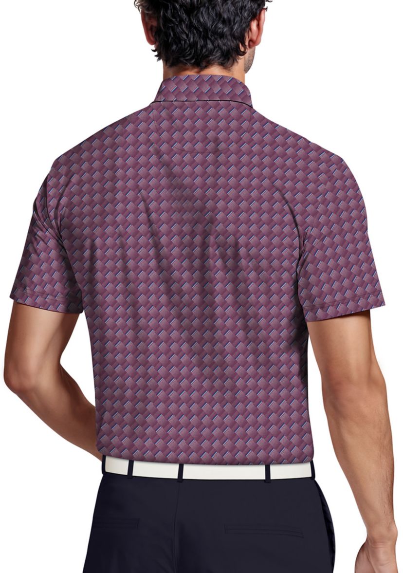 Mens All-Over Motion Geo Print Short Sleeve Golf Polo Shirt