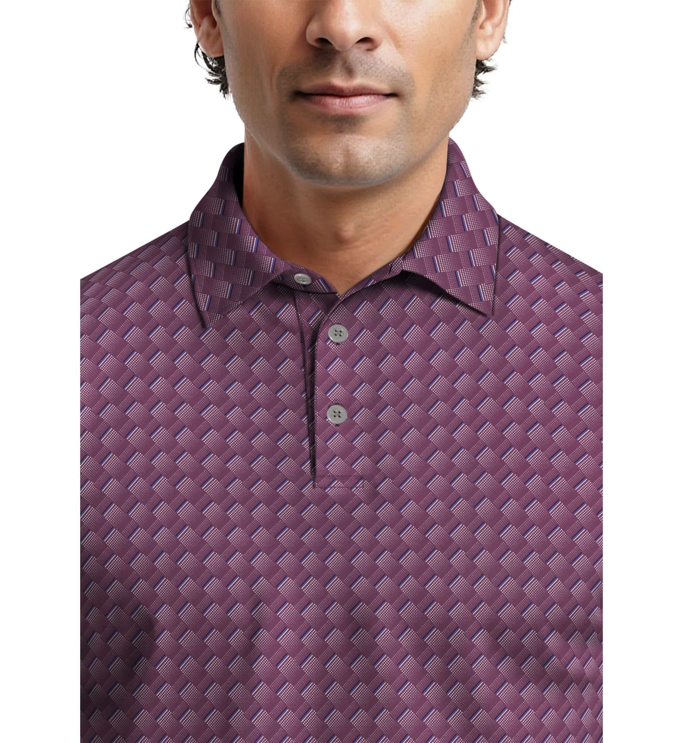 Mens All-Over Motion Geo Print Short Sleeve Golf Polo Shirt