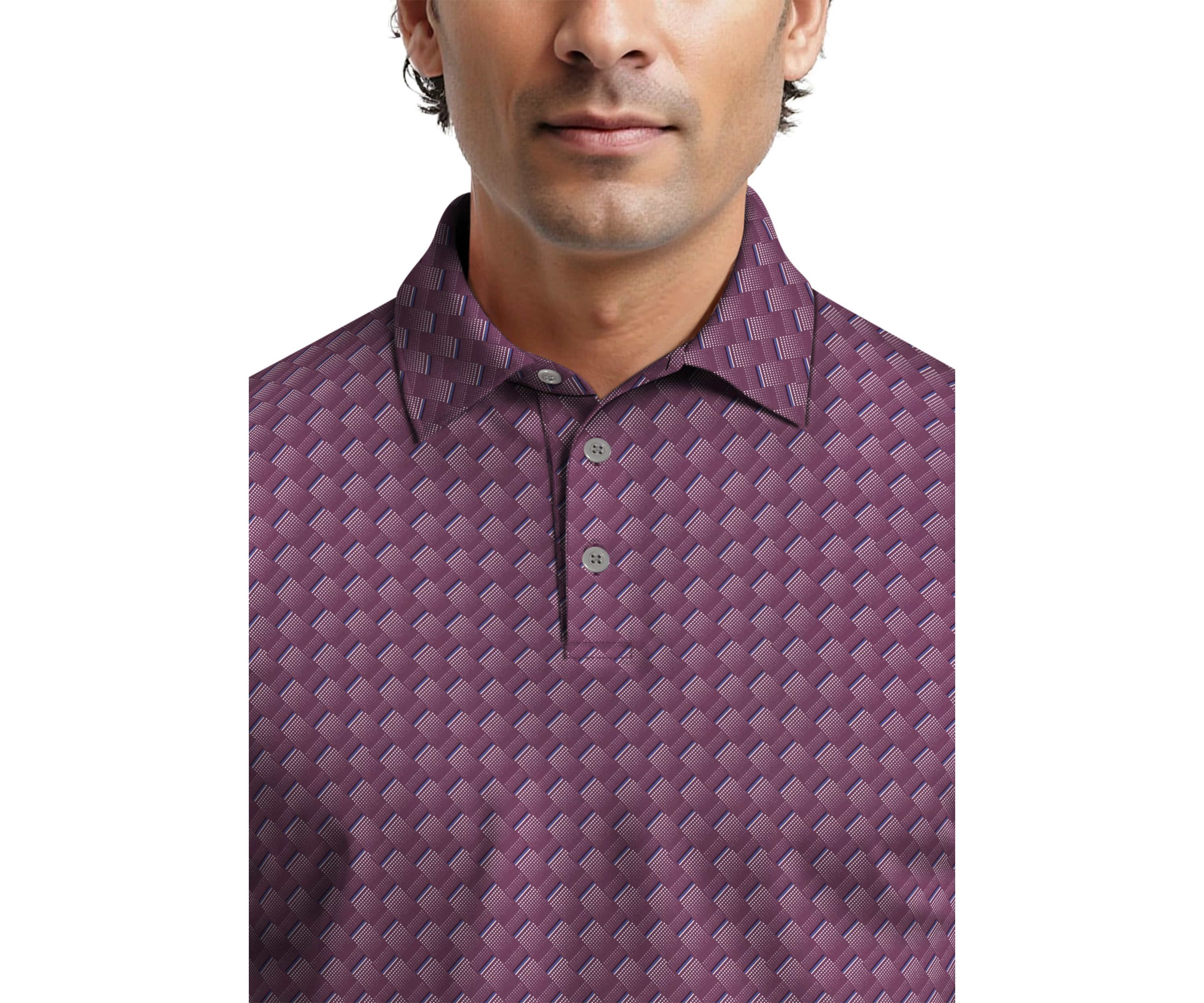 Mens All-Over Motion Geo Print Short Sleeve Golf Polo Shirt