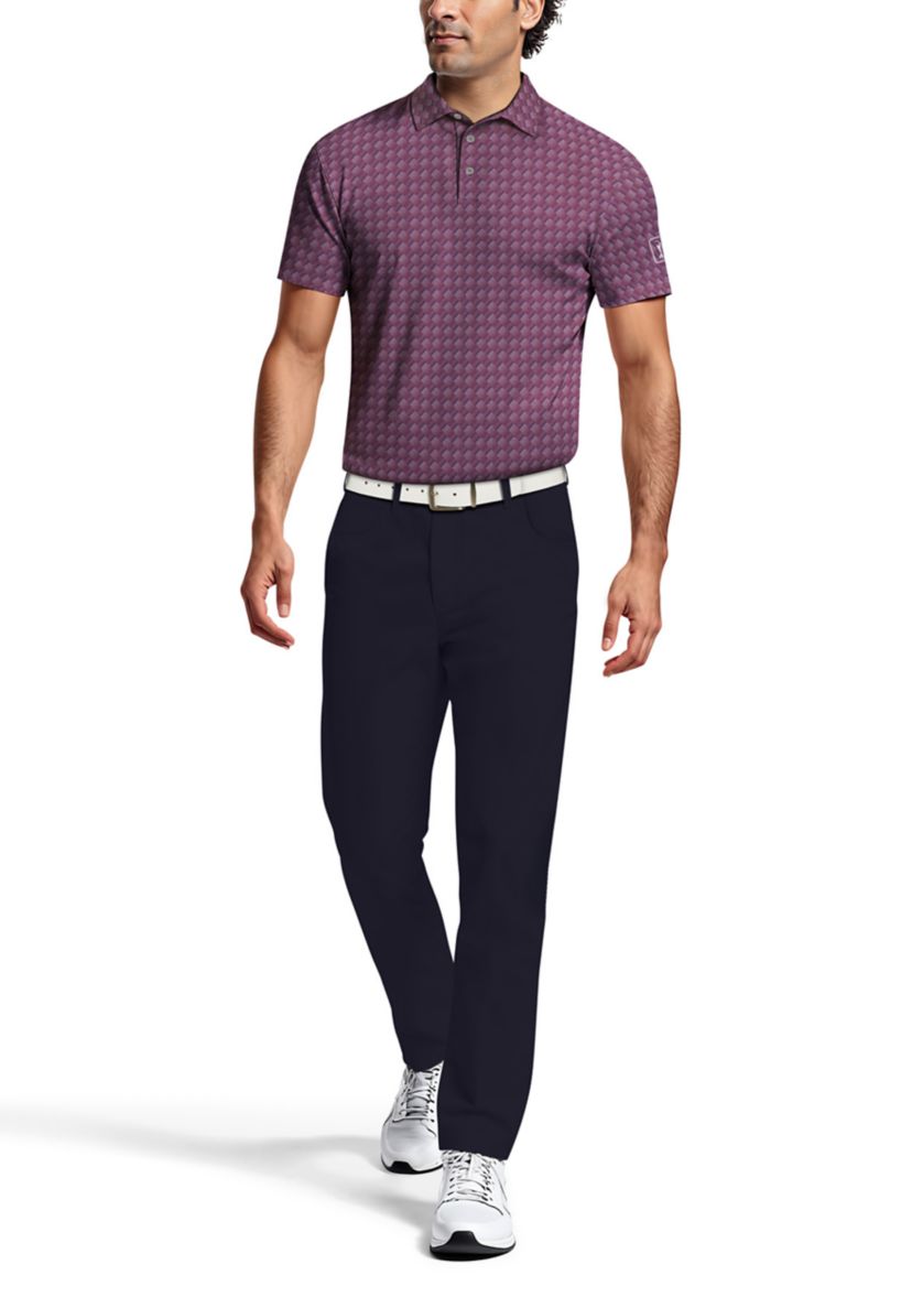 Mens All-Over Motion Geo Print Short Sleeve Golf Polo Shirt