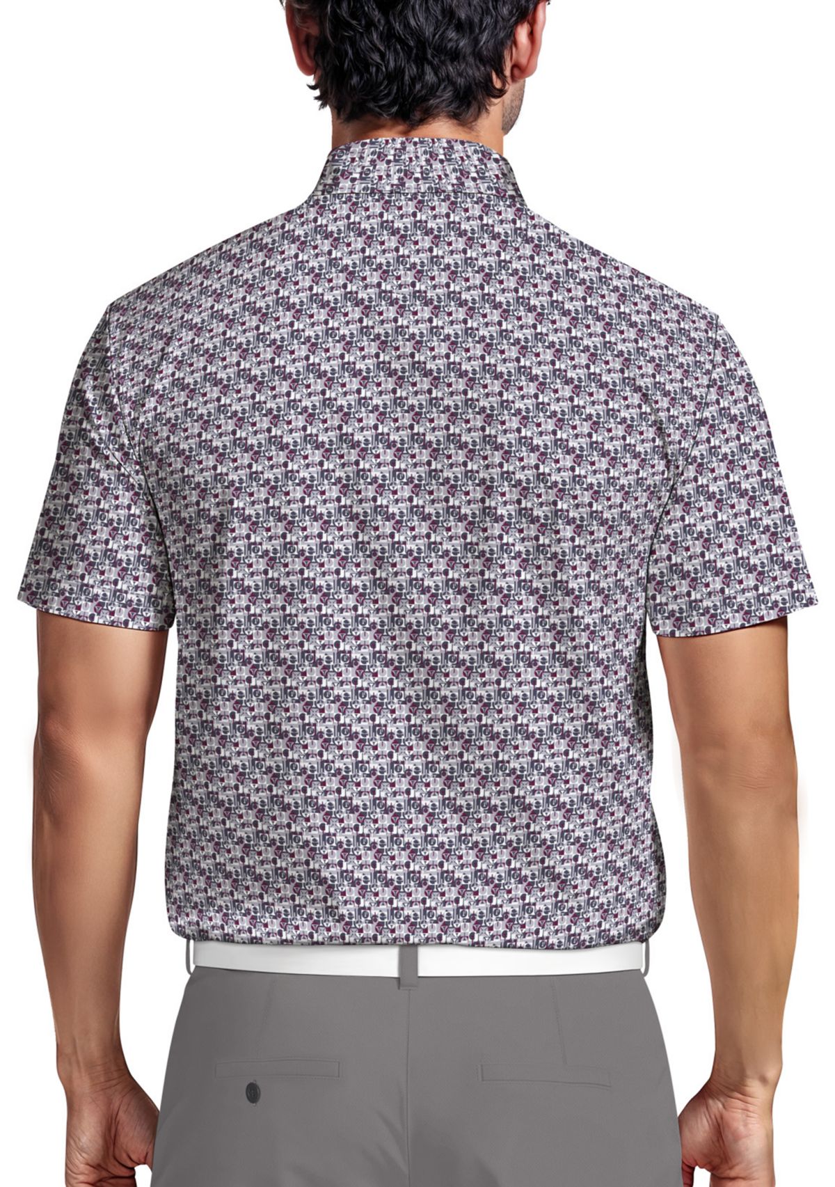 All-Over Novelty Geo Print Short Sleeve Golf Polo Shirt