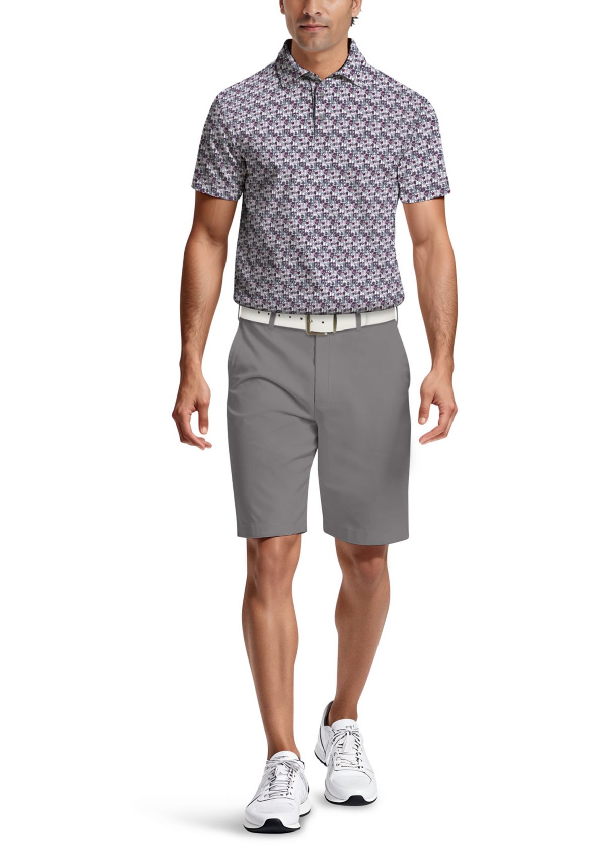 All-Over Novelty Geo Print Short Sleeve Golf Polo Shirt