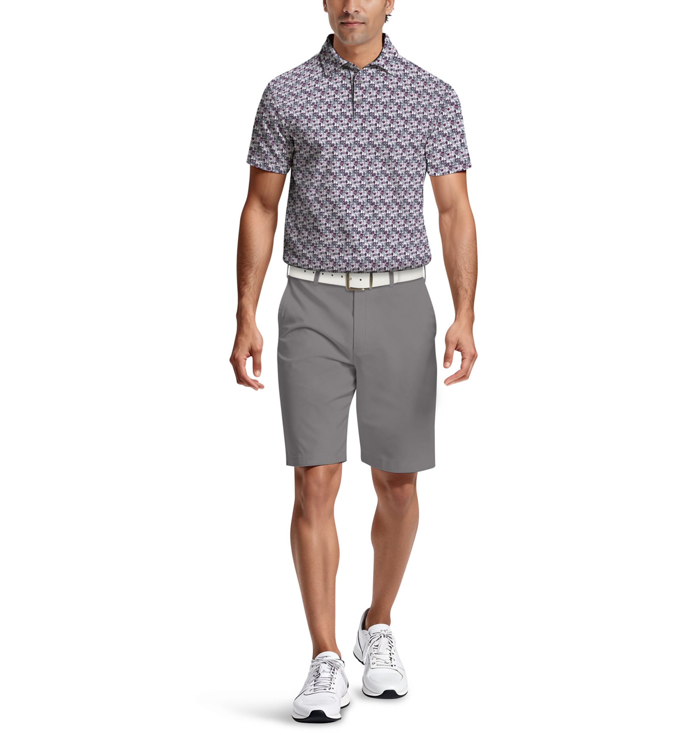 All-Over Novelty Geo Print Short Sleeve Golf Polo Shirt