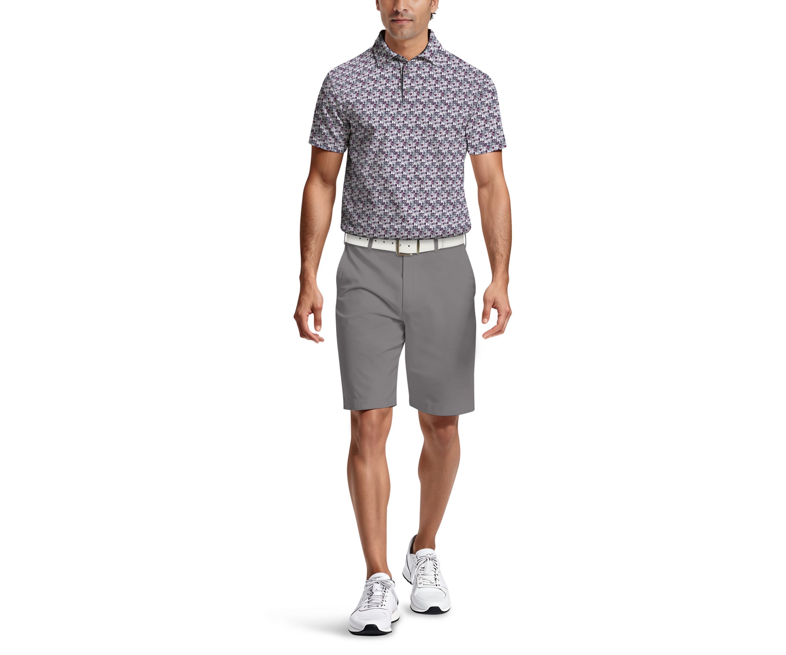 All-Over Novelty Geo Print Short Sleeve Golf Polo Shirt