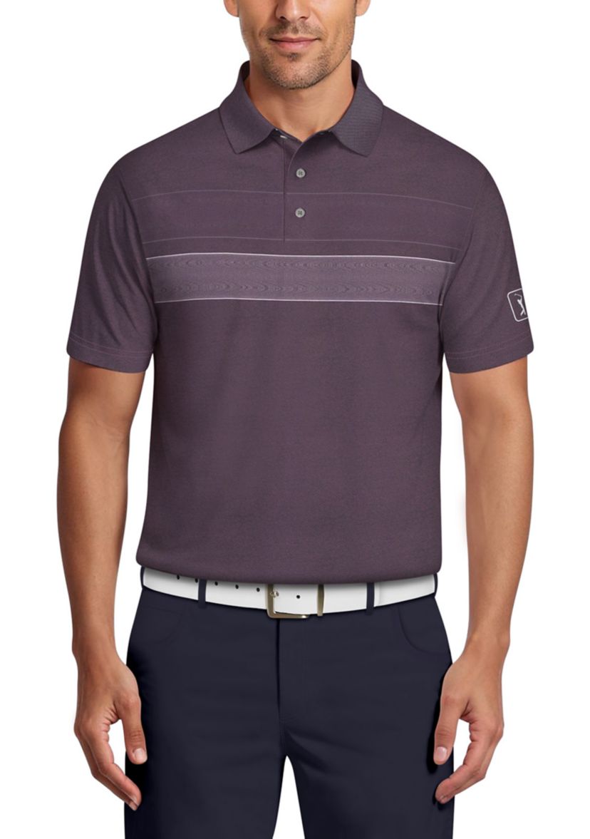 Motion Chest Stripe Print Short Sleeve Golf Polo Shirt