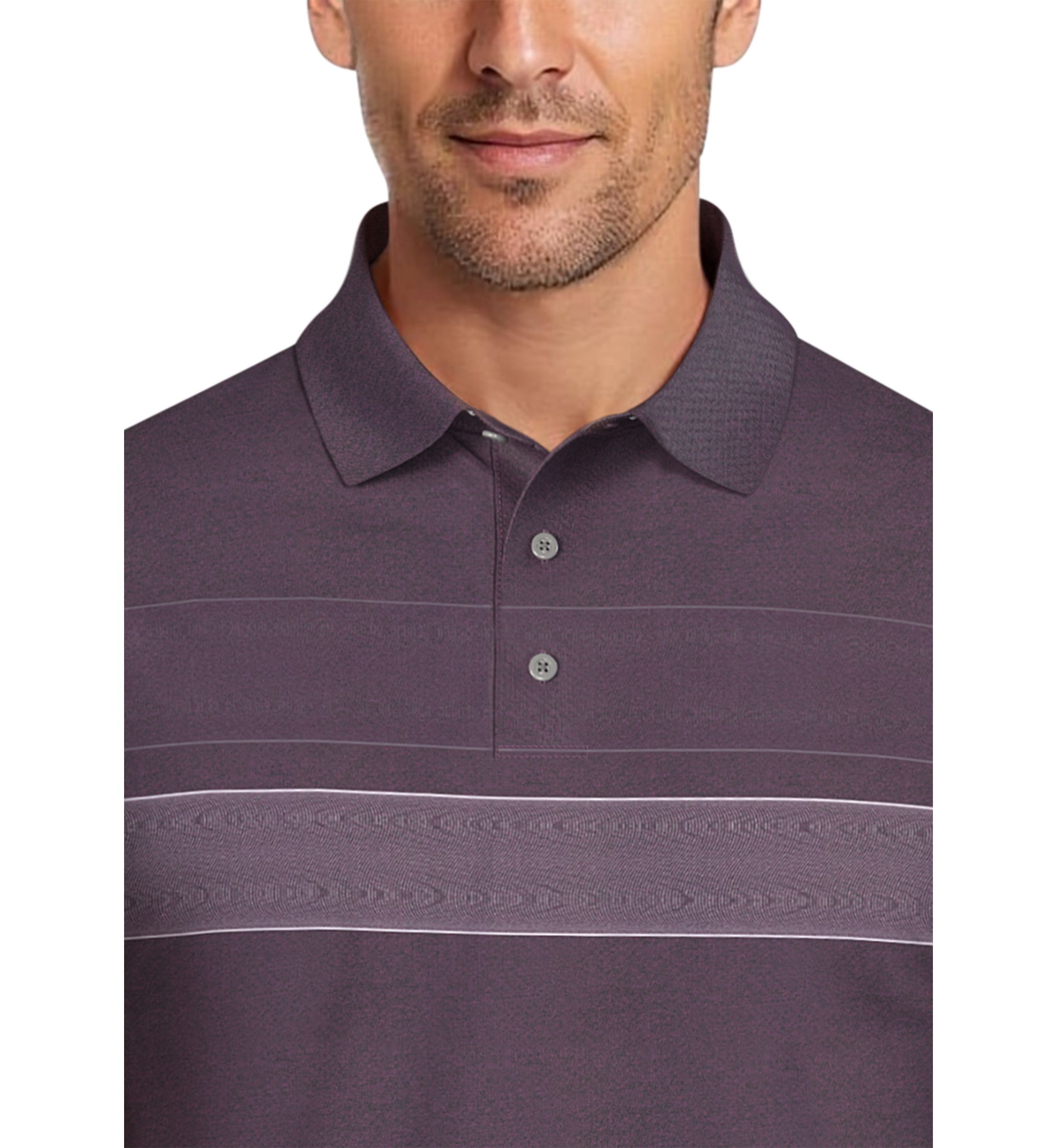 Motion Chest Stripe Print Short Sleeve Golf Polo Shirt