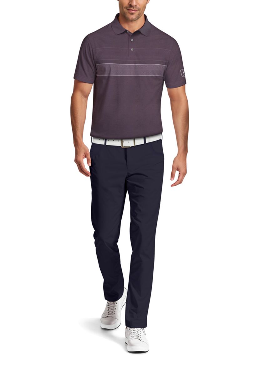 Motion Chest Stripe Print Short Sleeve Golf Polo Shirt
