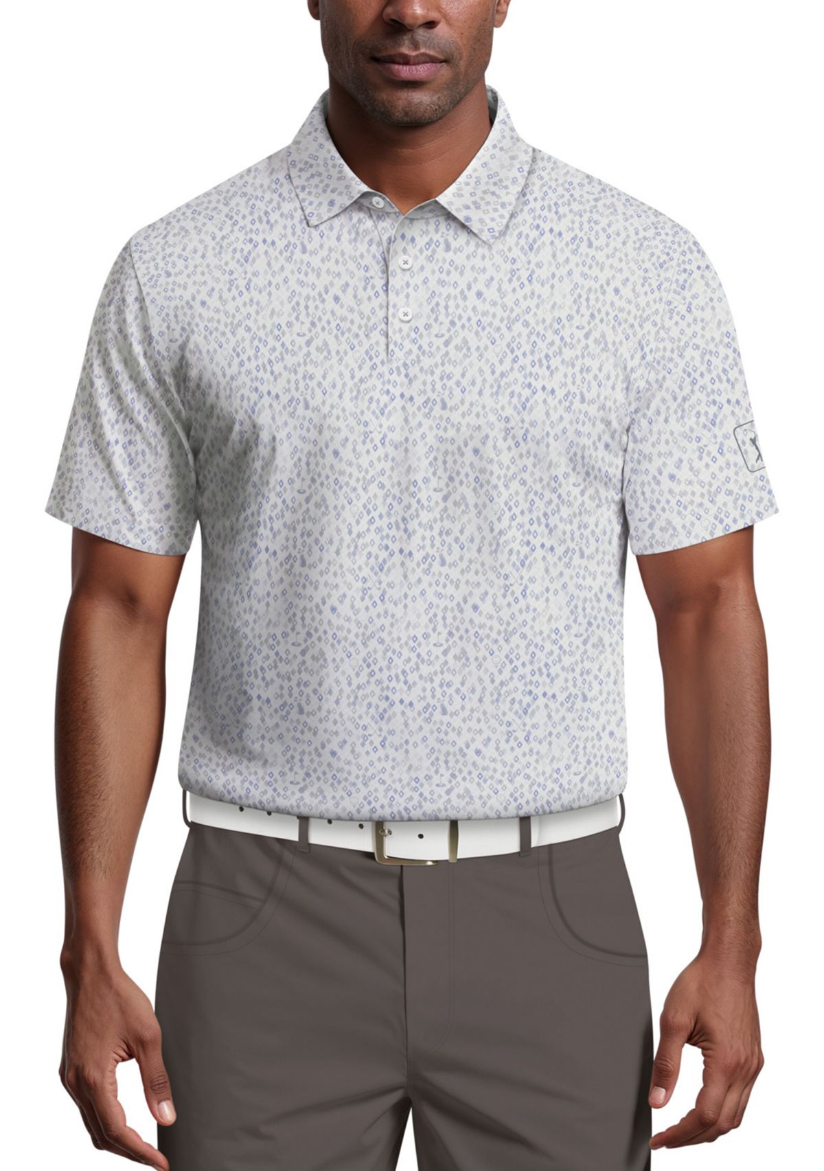 All-Over Golf Confetti Print Short Sleeve Golf Polo Shirt