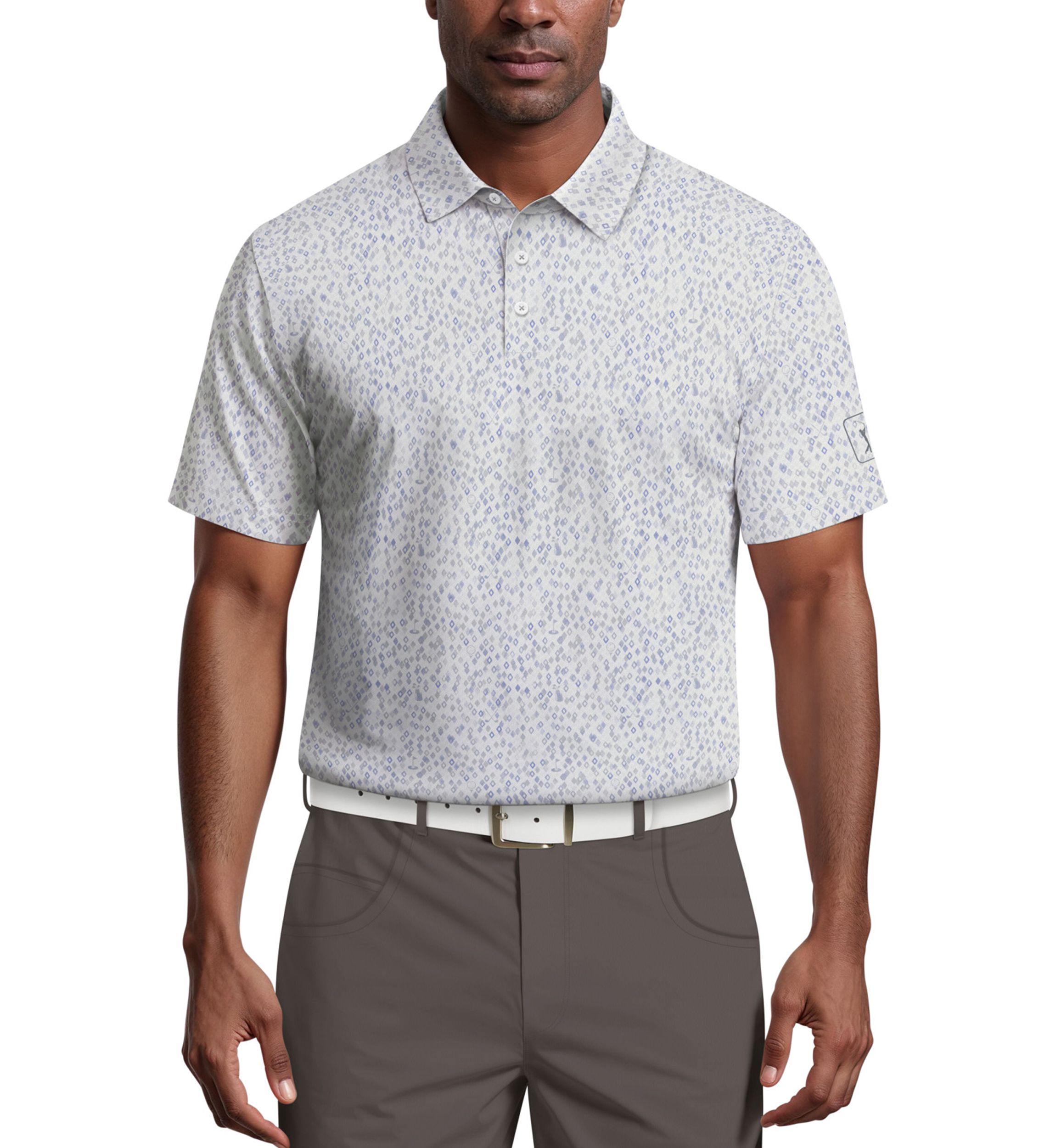 All-Over Golf Confetti Print Short Sleeve Golf Polo Shirt