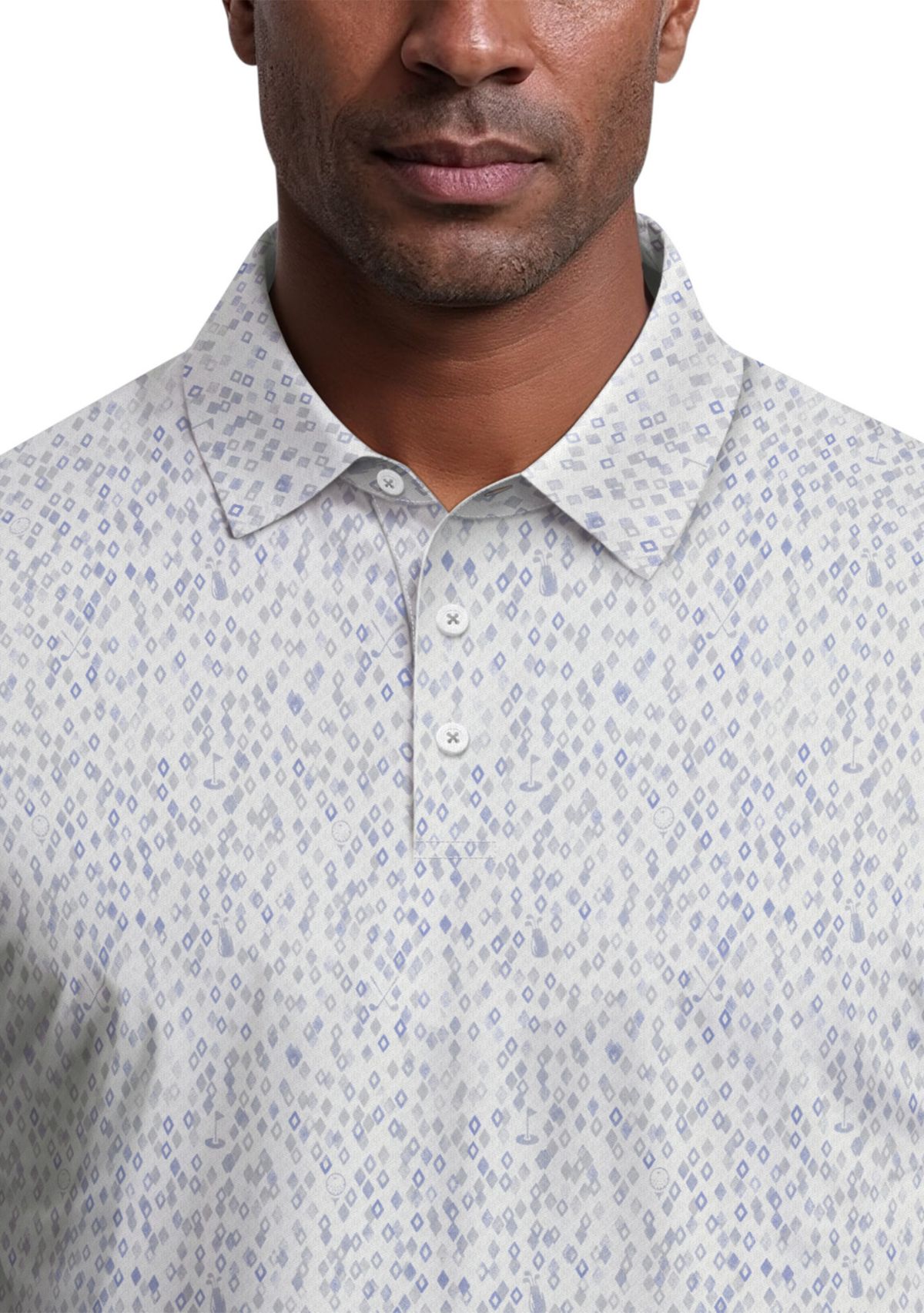 All-Over Golf Confetti Print Short Sleeve Golf Polo Shirt