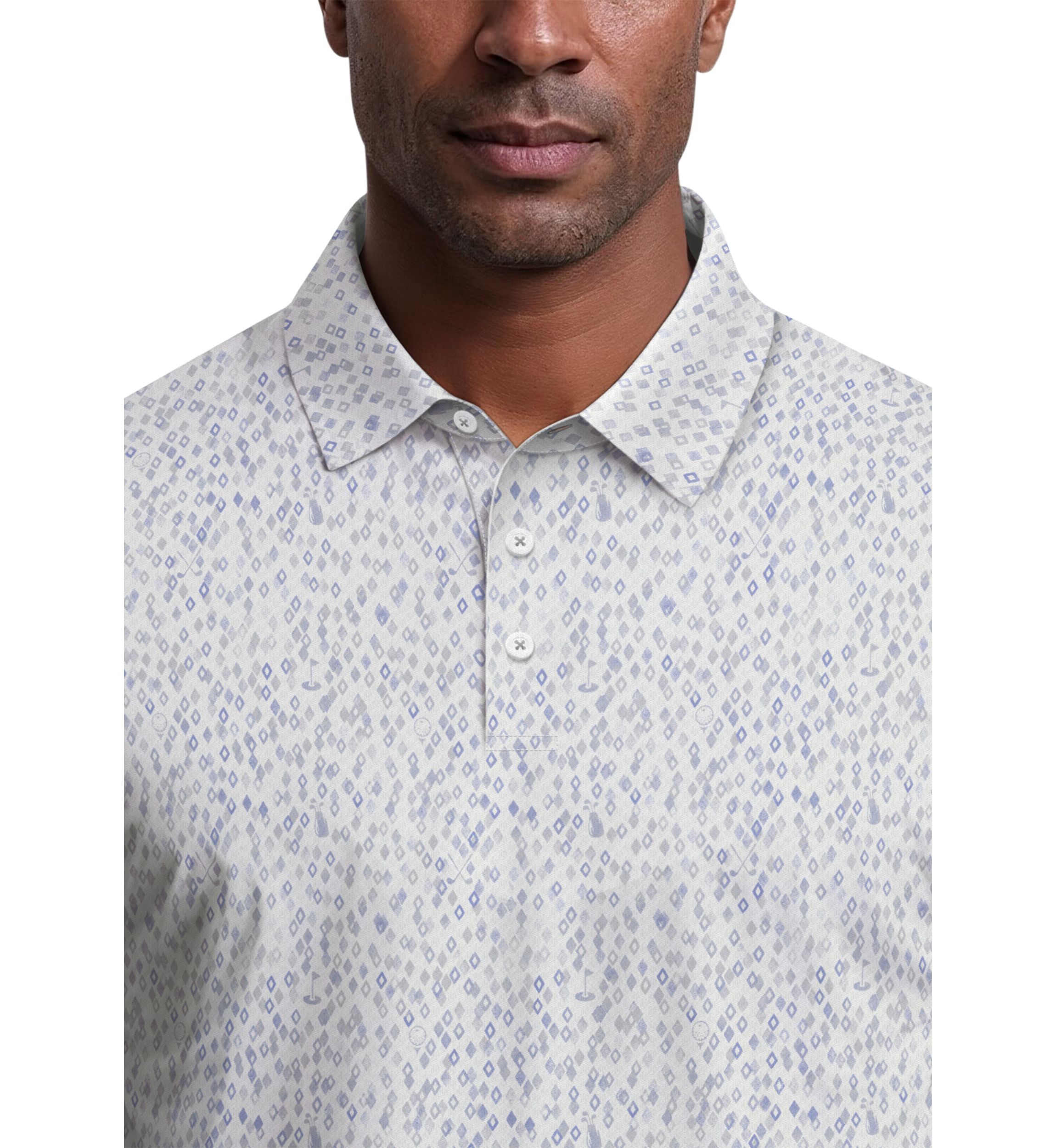 All-Over Golf Confetti Print Short Sleeve Golf Polo Shirt