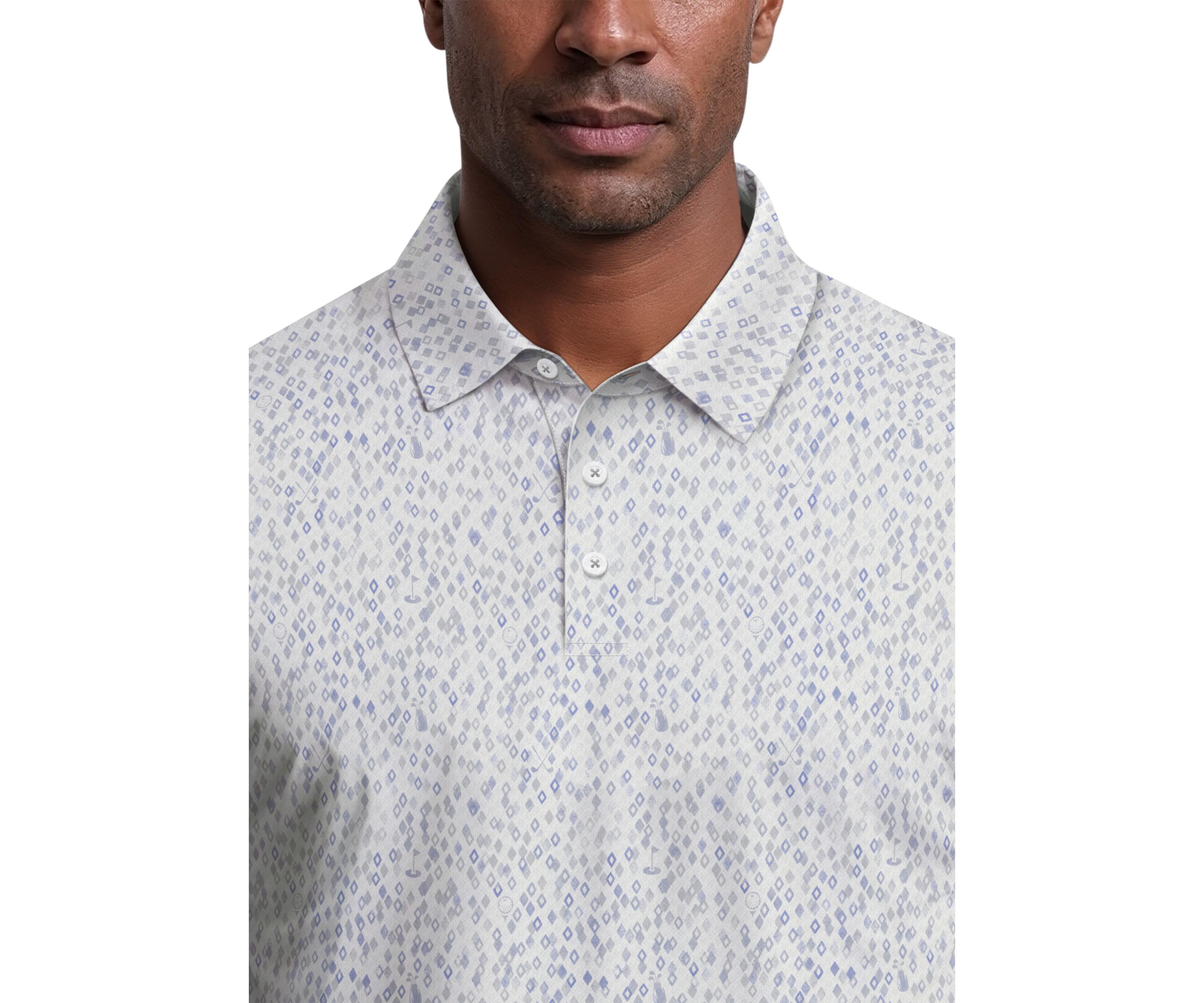 All-Over Golf Confetti Print Short Sleeve Golf Polo Shirt