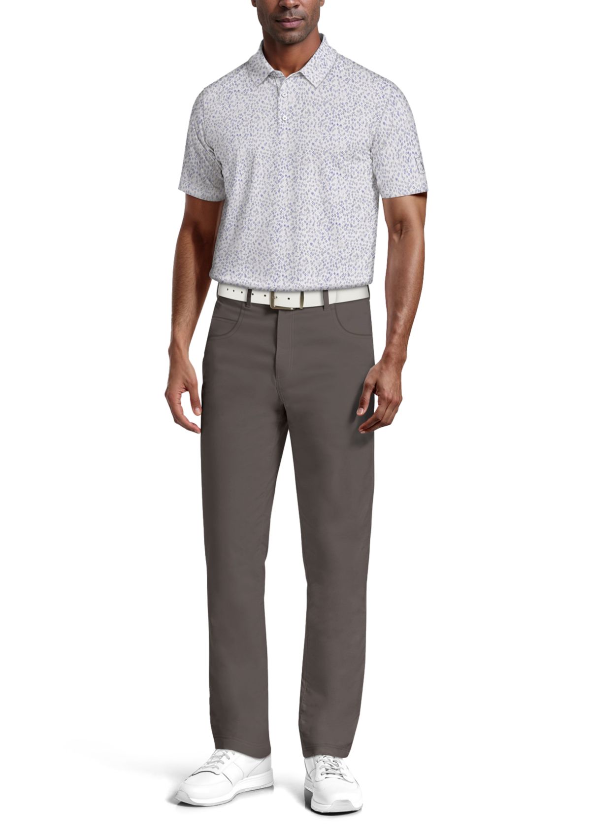 All-Over Golf Confetti Print Short Sleeve Golf Polo Shirt