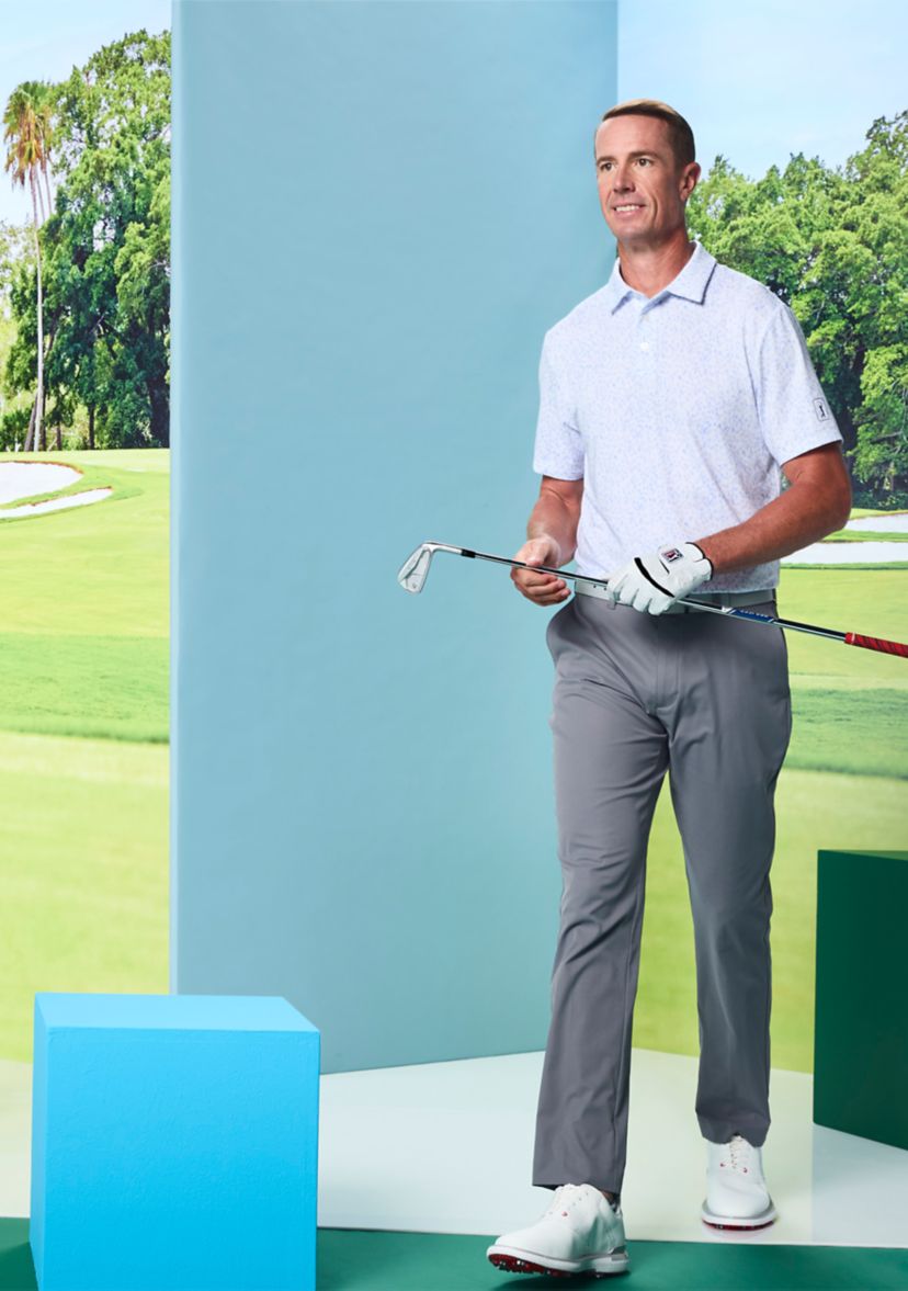 All-Over Golf Confetti Print Short Sleeve Golf Polo Shirt