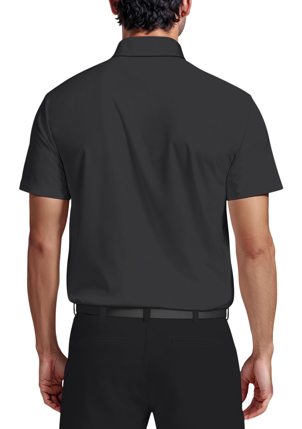 Technical Linear Color Block Print Short Sleeve Golf Polo