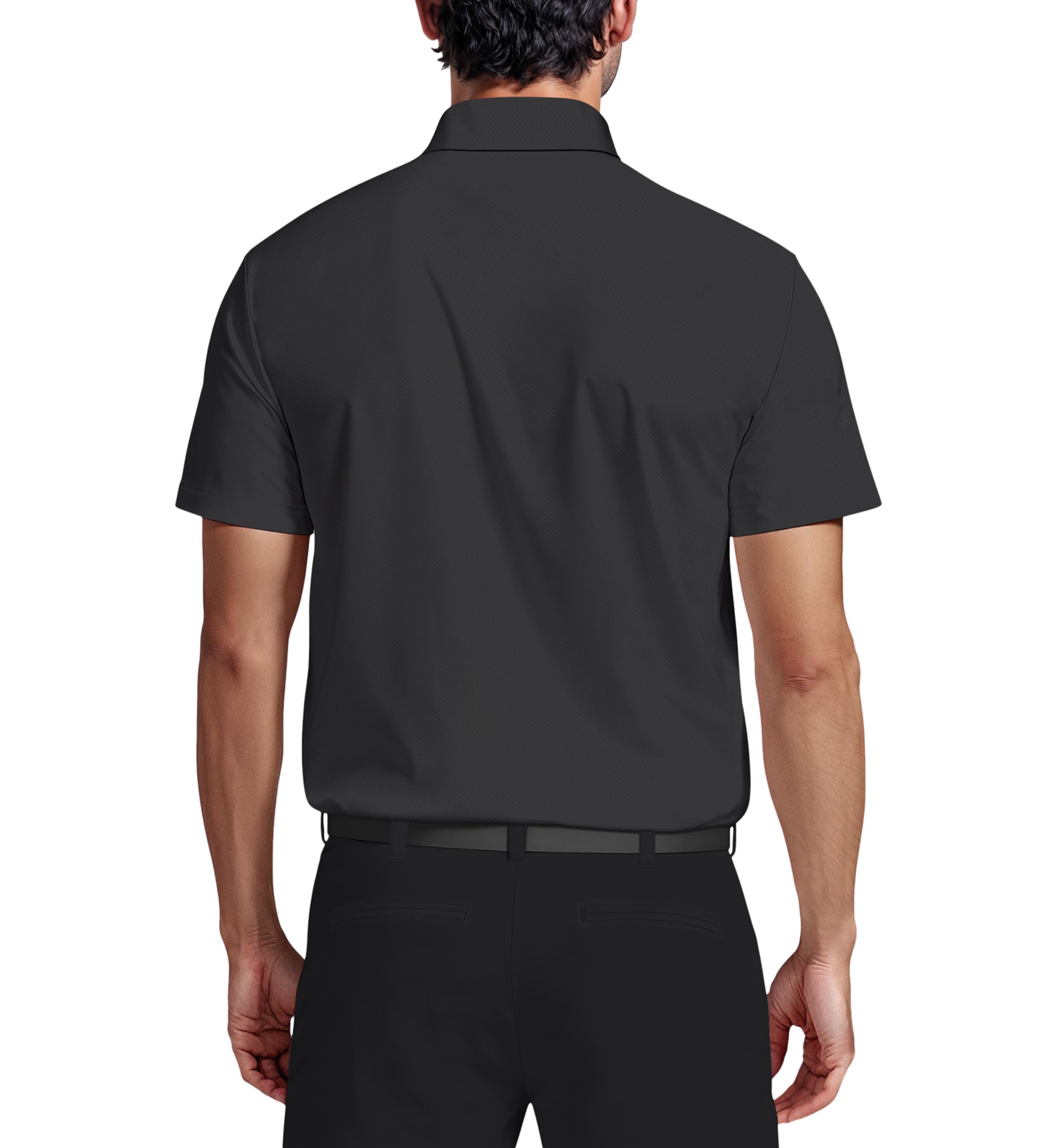 Technical Linear Color Block Print Short Sleeve Golf Polo
