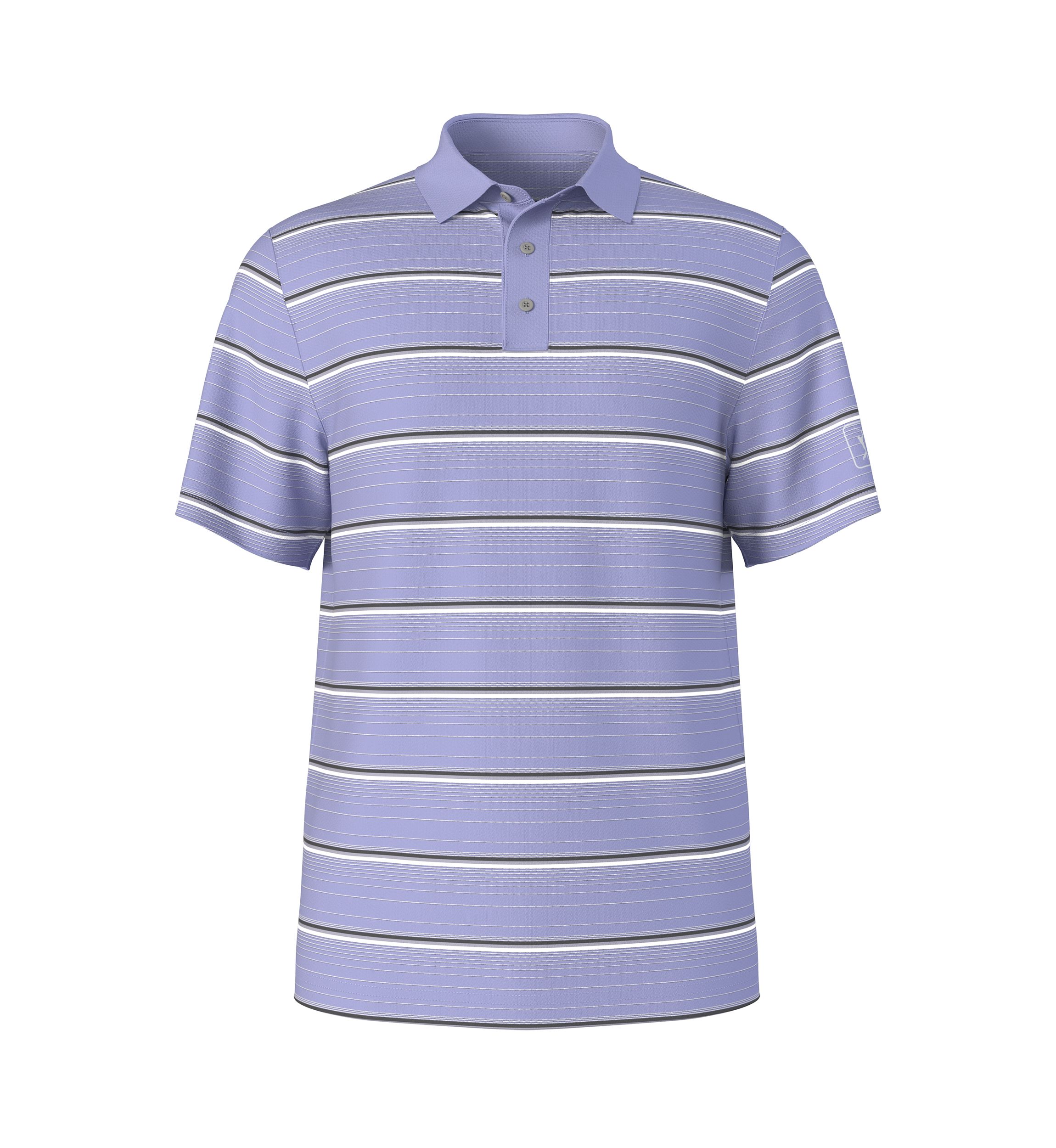 All Over Micro Geo Stripe Print Short Sleeve Golf Polo