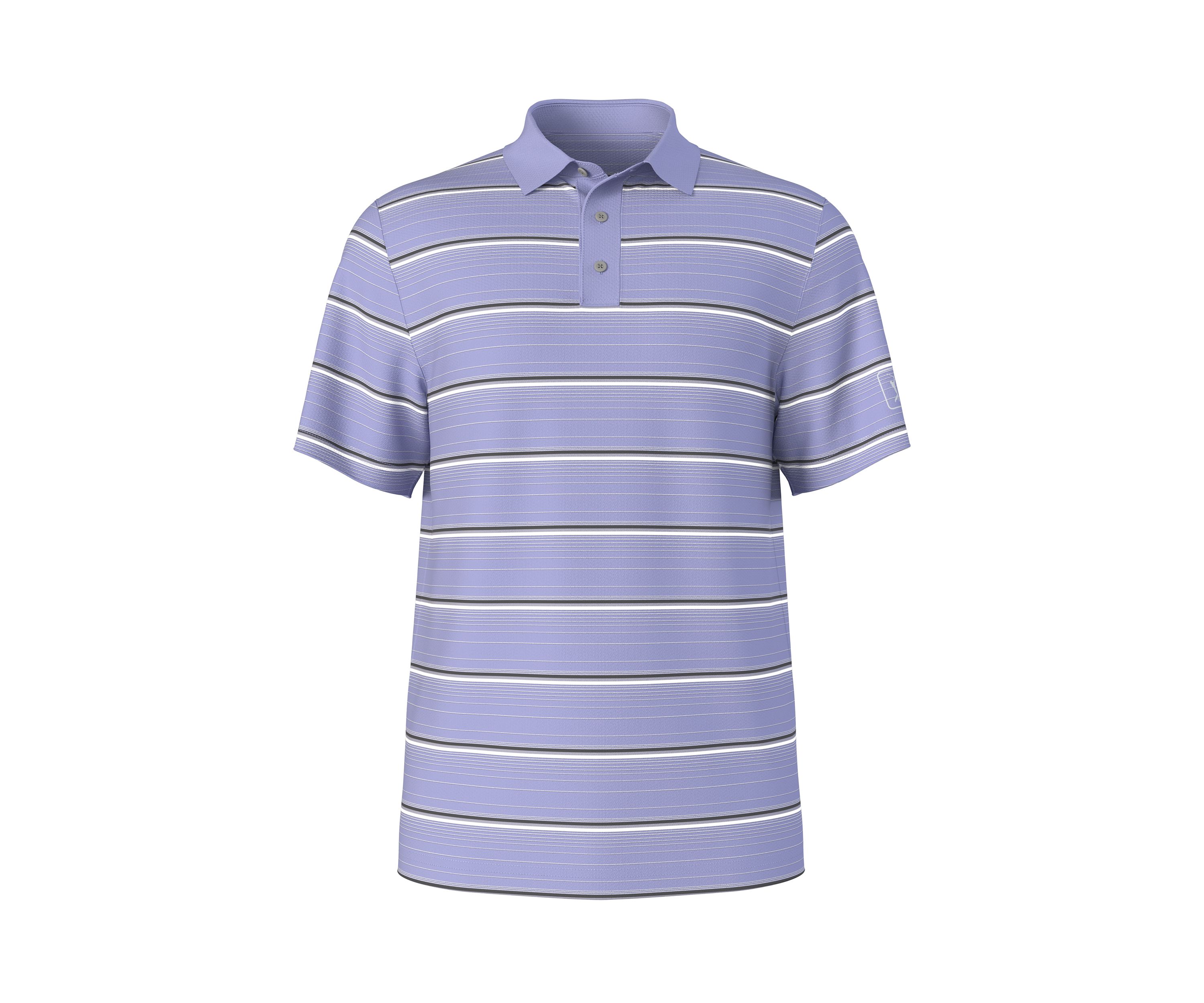 All Over Micro Geo Stripe Print Short Sleeve Golf Polo