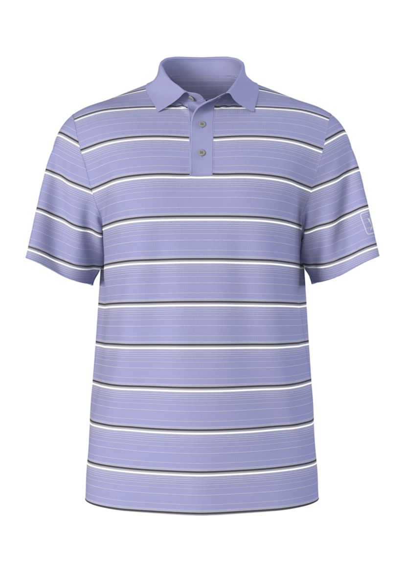 All Over Micro Geo Stripe Print Short Sleeve Golf Polo