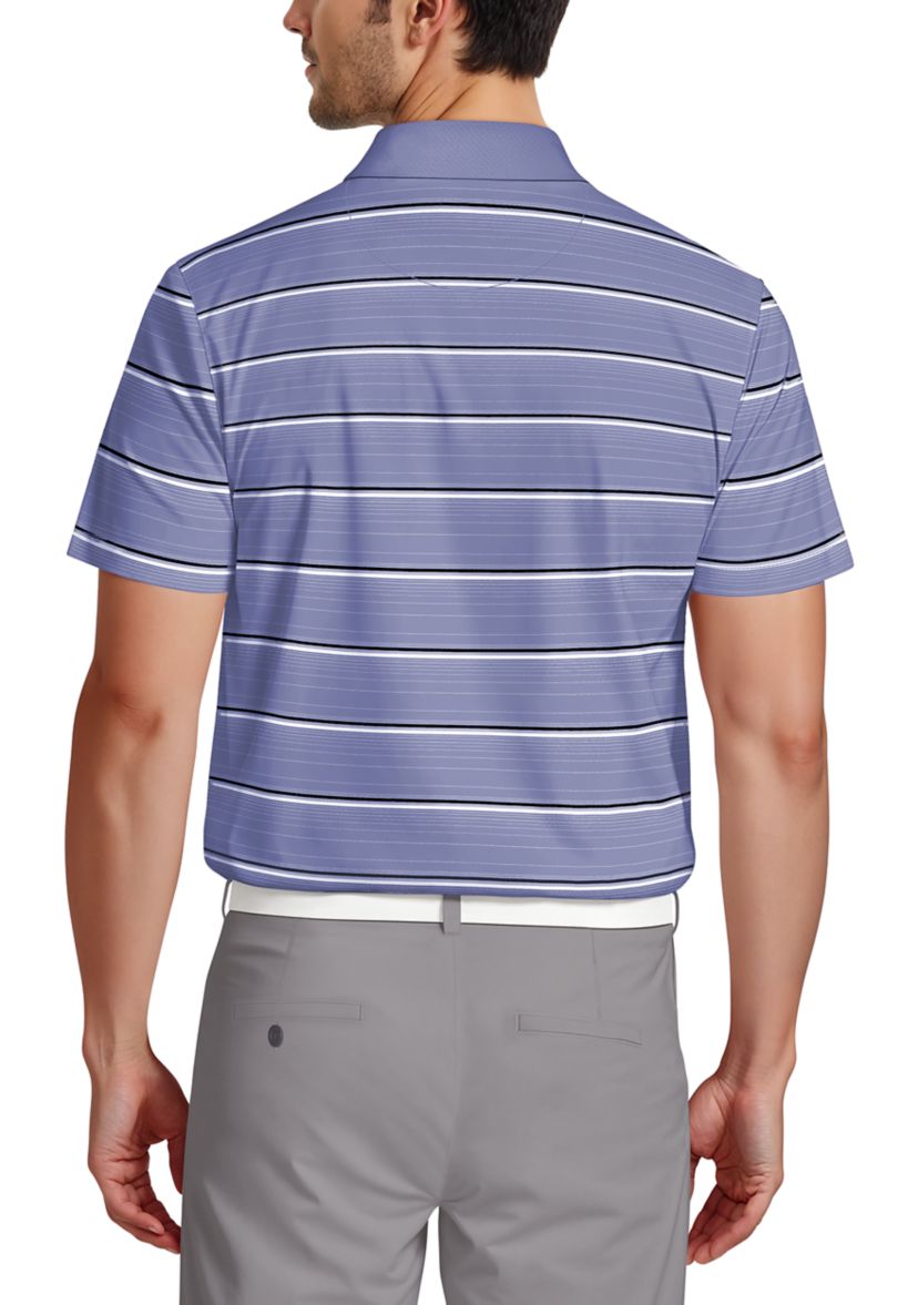 All Over Micro Geo Stripe Print Short Sleeve Golf Polo